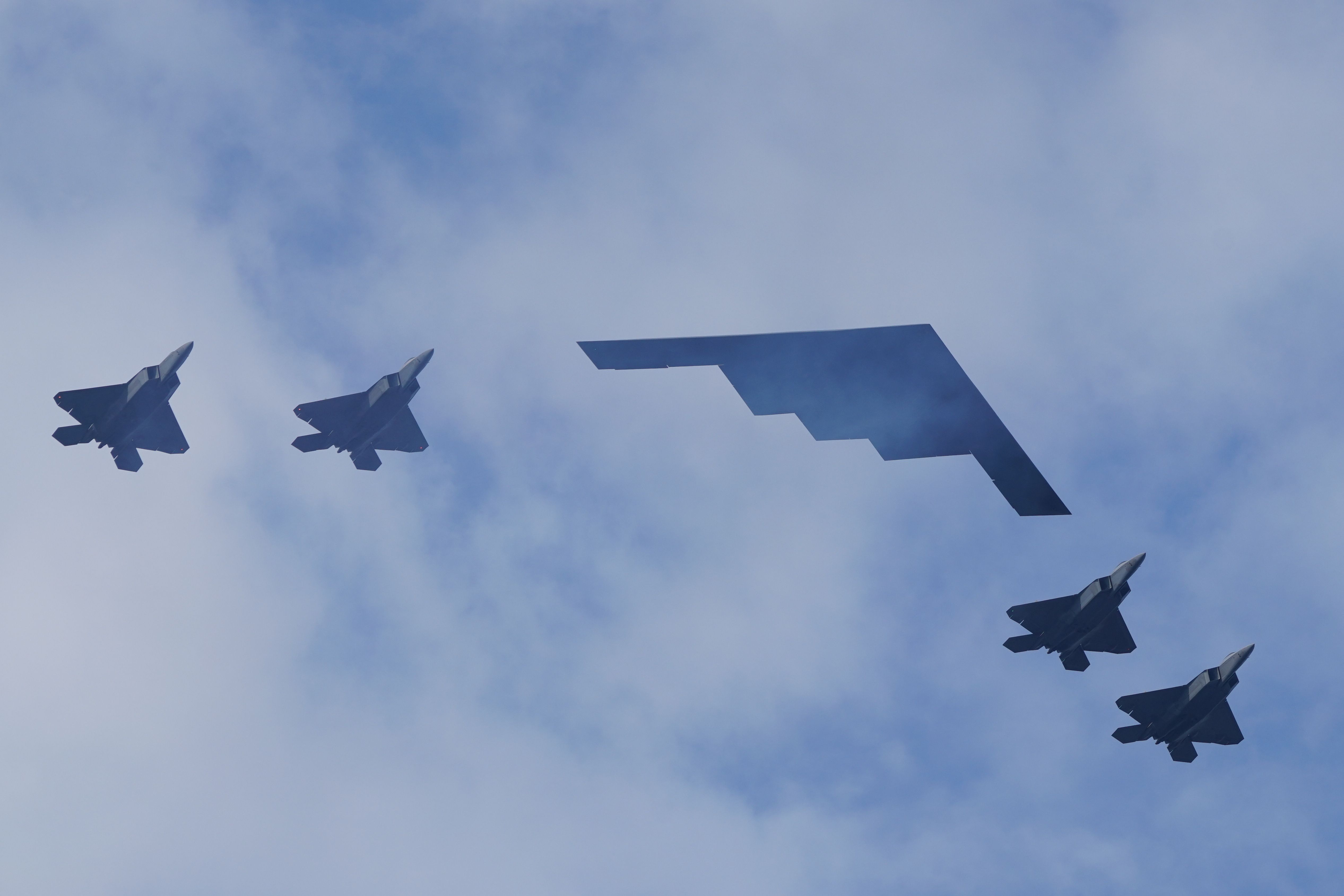 B-2 Spirit Stealth Bomber over New York. The Independence Day celebrations.