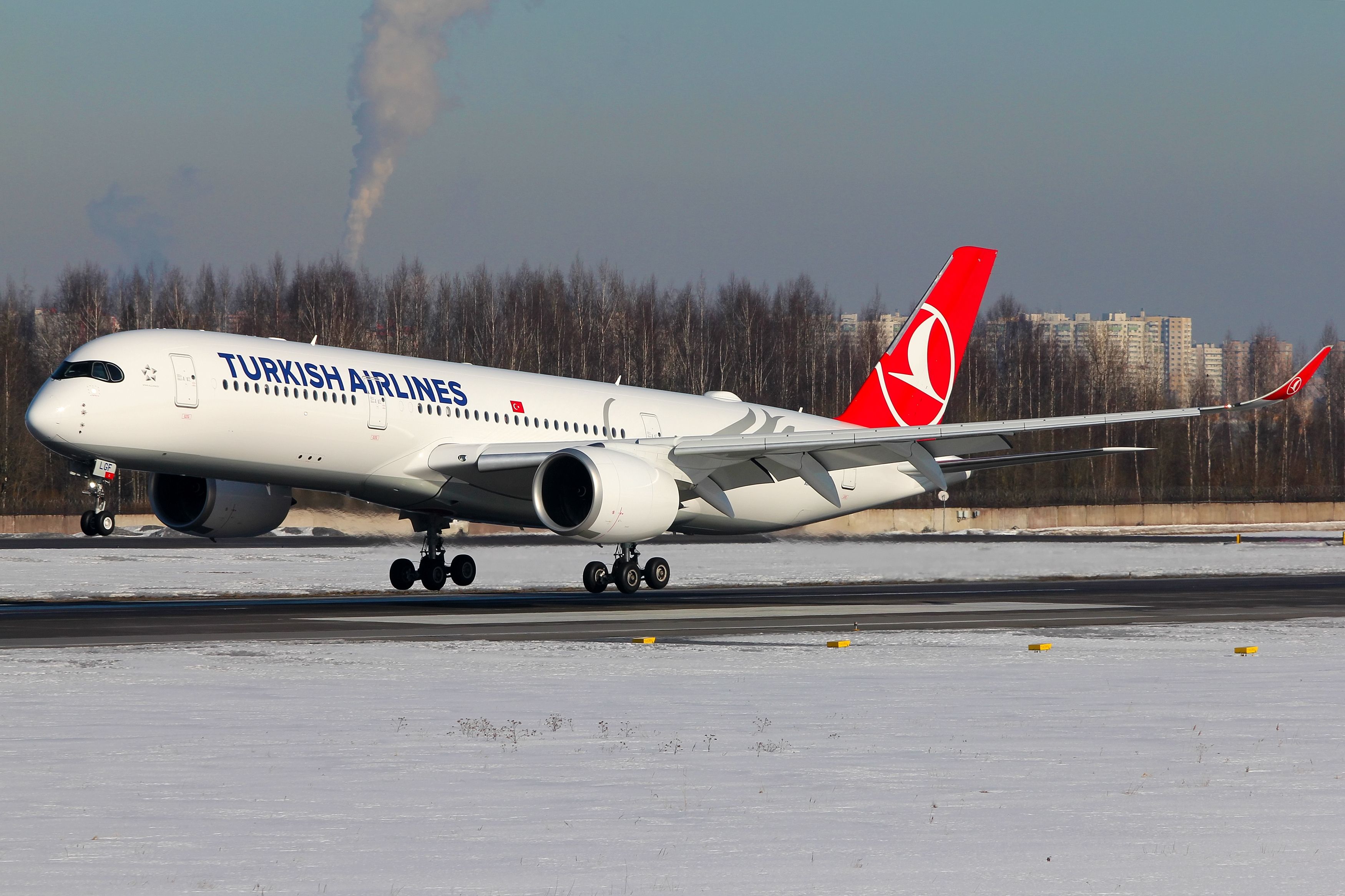 Turkish Airlines Airbus A350 Landing In St Petersburg