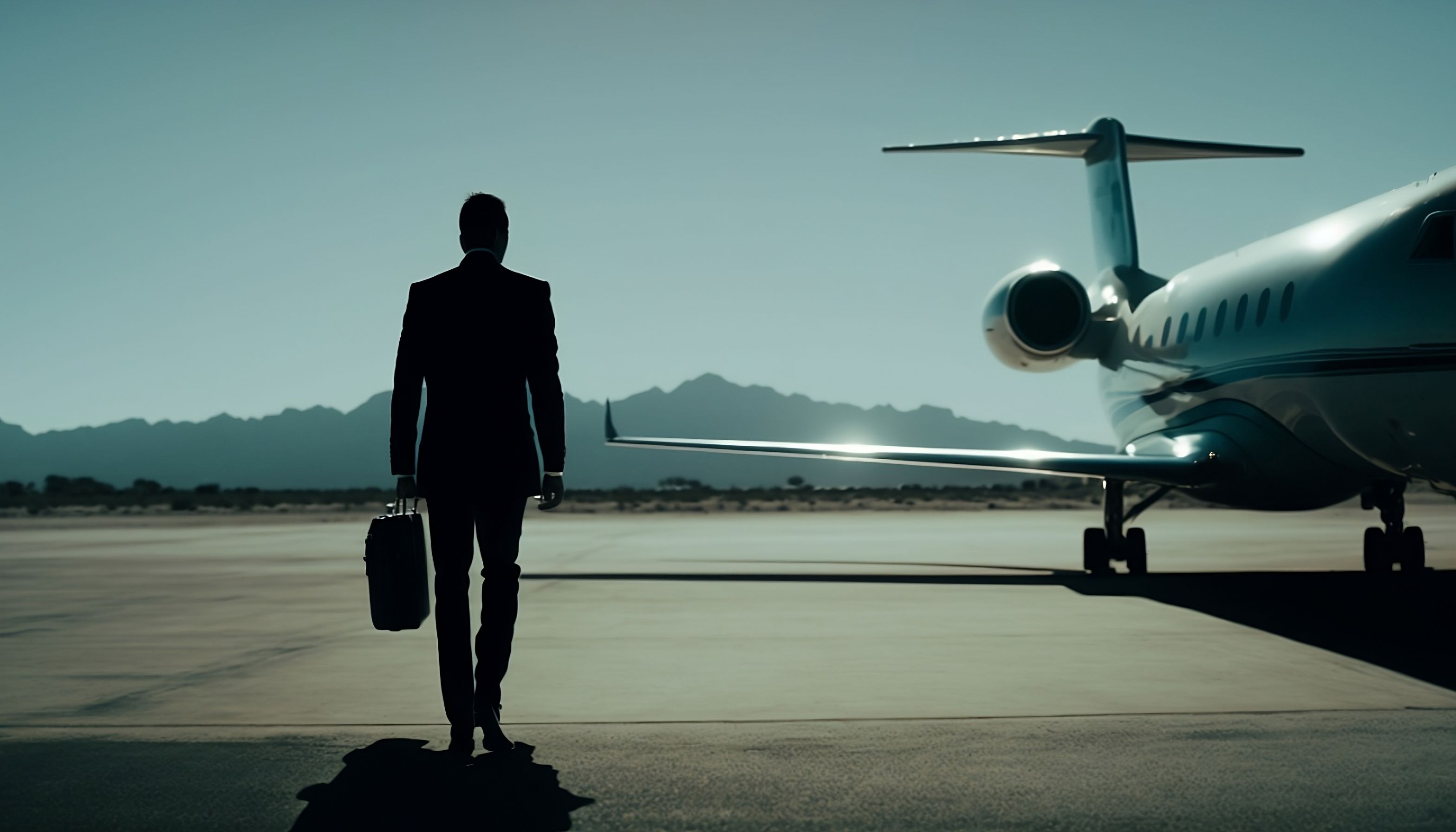 businessman walking towards a private jet