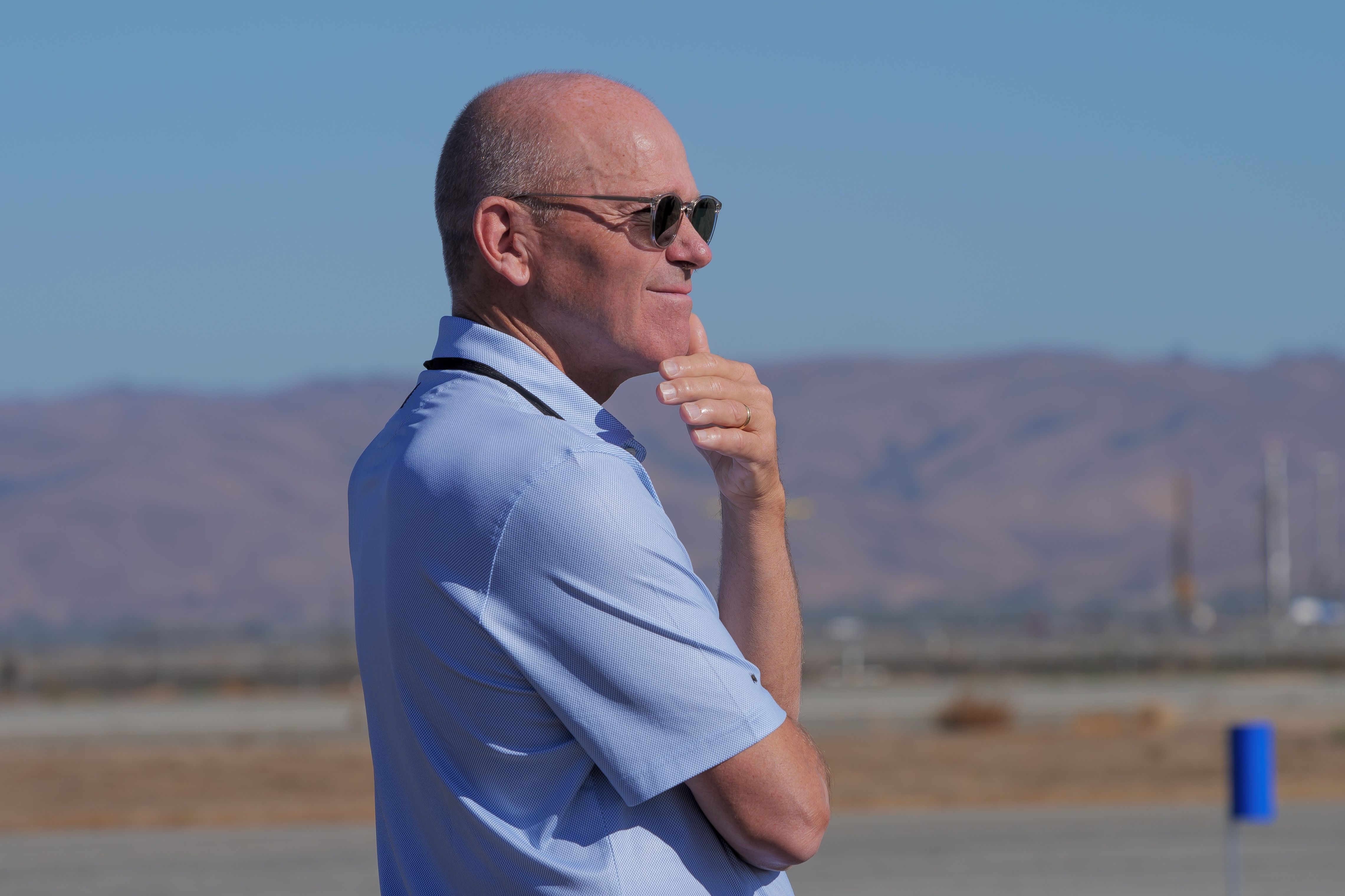 Hollister, California, USA - September 22, 2022. Boeing CEO Dave Calhoun at an event at a California airport on in 2022. Calhoun will be stepping down as CEO at the end of 2024.