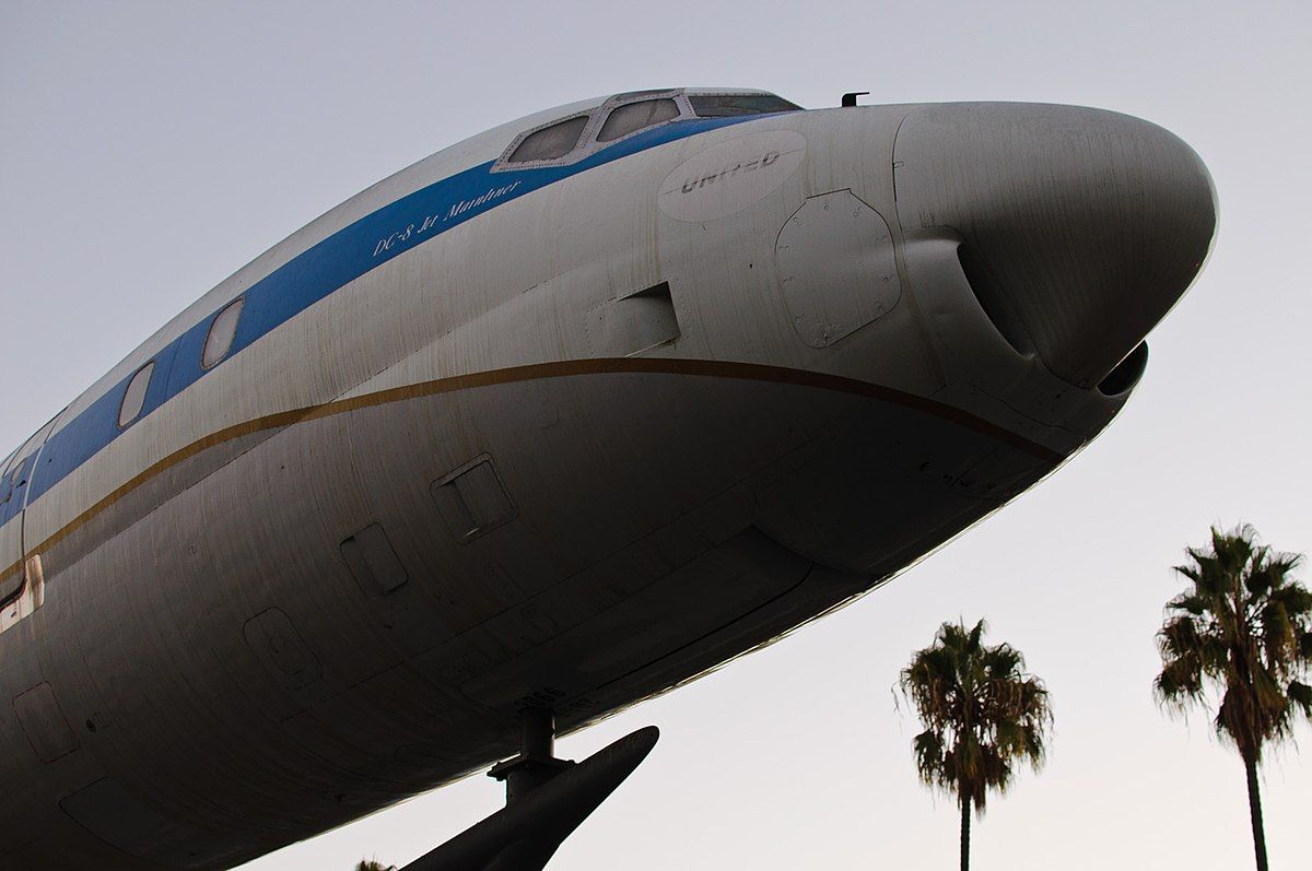 United Airlines DC-8 jet on display