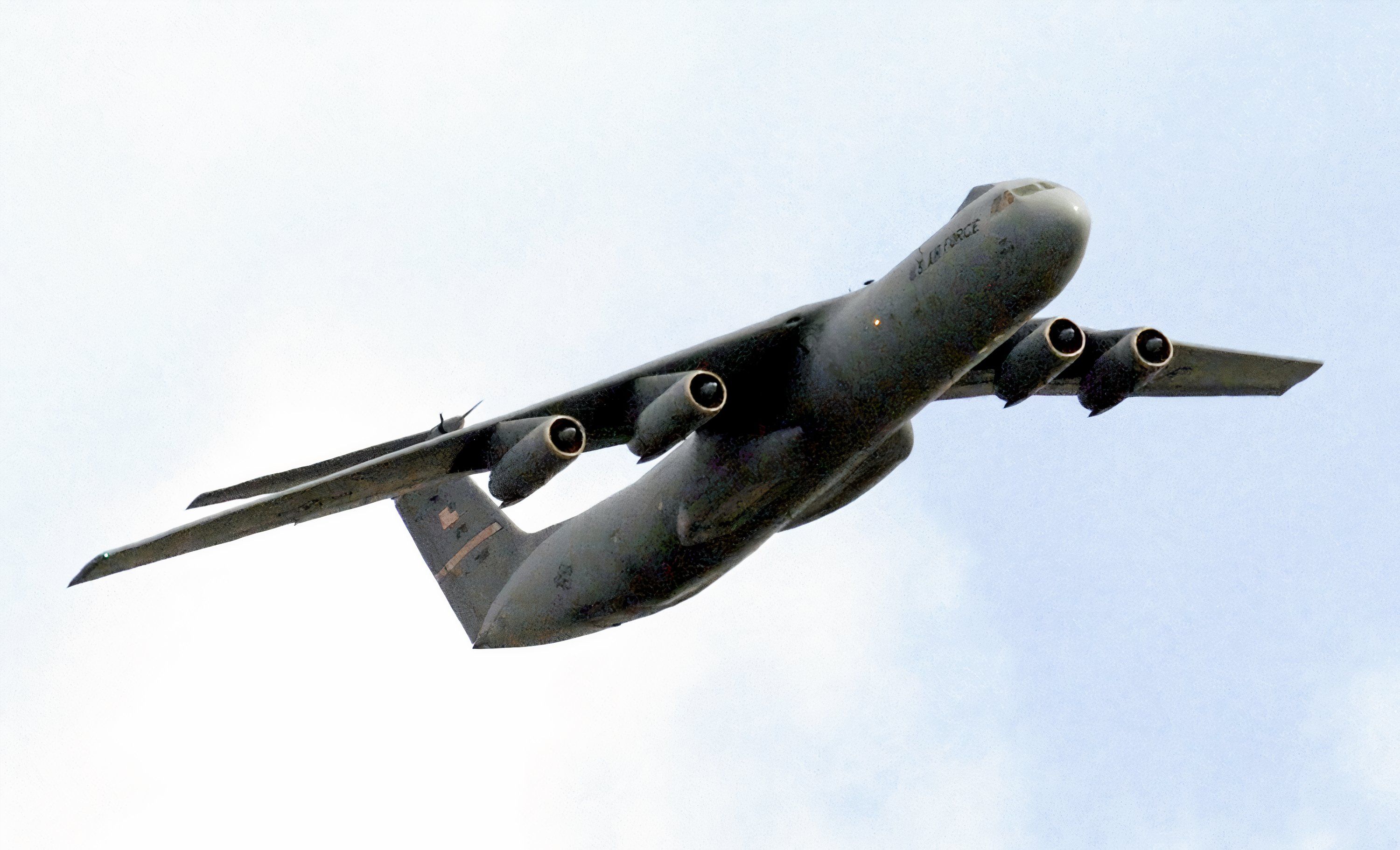 A C-141C Starlifter from the 445th Airlift Wing circles over Scott Air Force Base, Ill.,