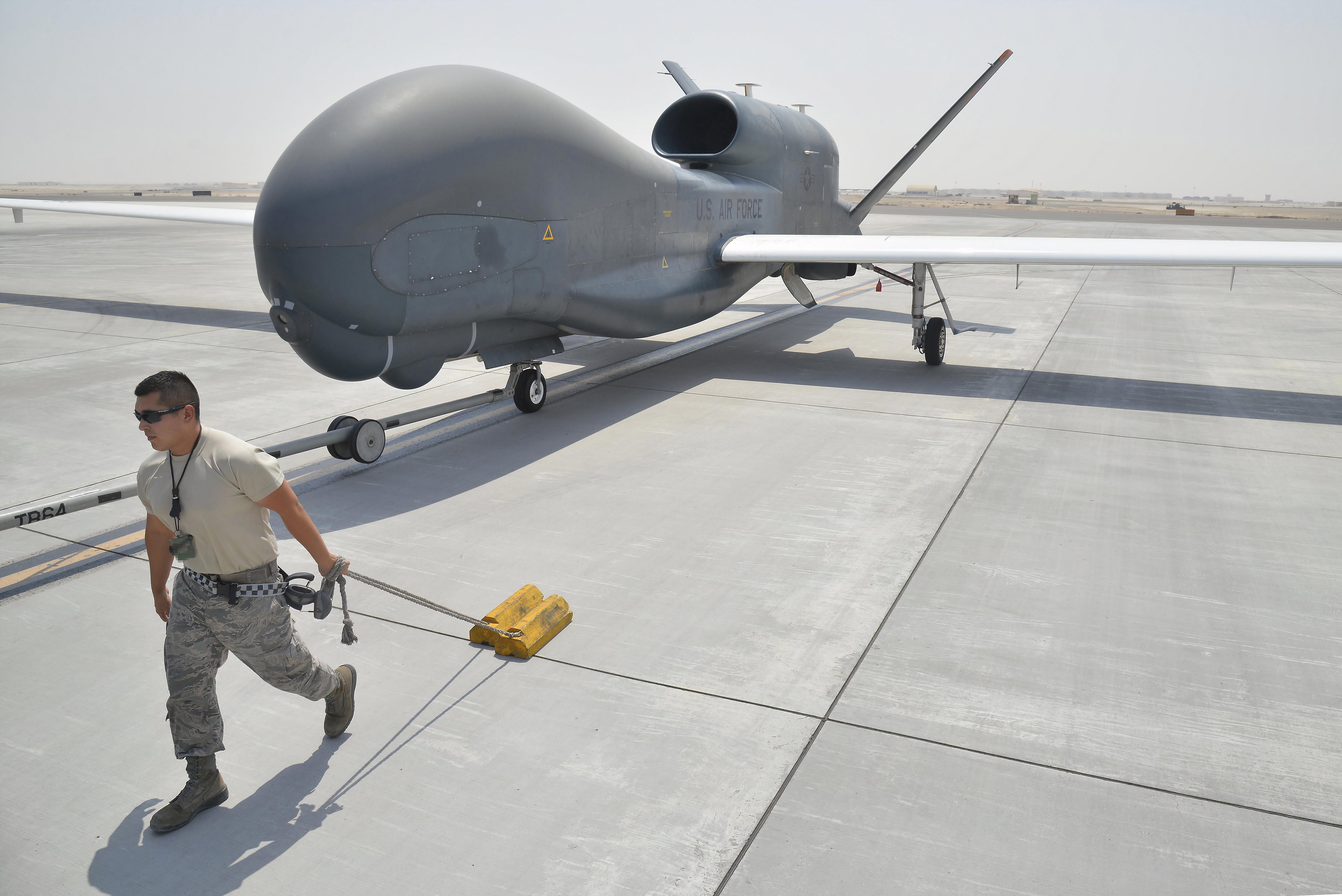 HOMENEWSPHOTOS Planes over water AIR FORCE PHOTOS Global Hawk Sort By Category  Show Advanced Options Clear Filters | 21 - 40 of 135 results INSPECTION OF AN RQ-4 GLOBAL HAWK Maj. Marc Nichols, 452nd Flight Test Squadron assistant director of operations, conducts a walk-through inspection of an RQ-4 Global Hawk remotely-piloted aircraft at Edwards Air Force Base, Calif., April 6, 2020. The RQ-4’s mission is to provide a broad spectrum of intelligence, surveillance and reconnaissance collection c