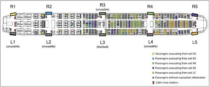 seat map and escape routes