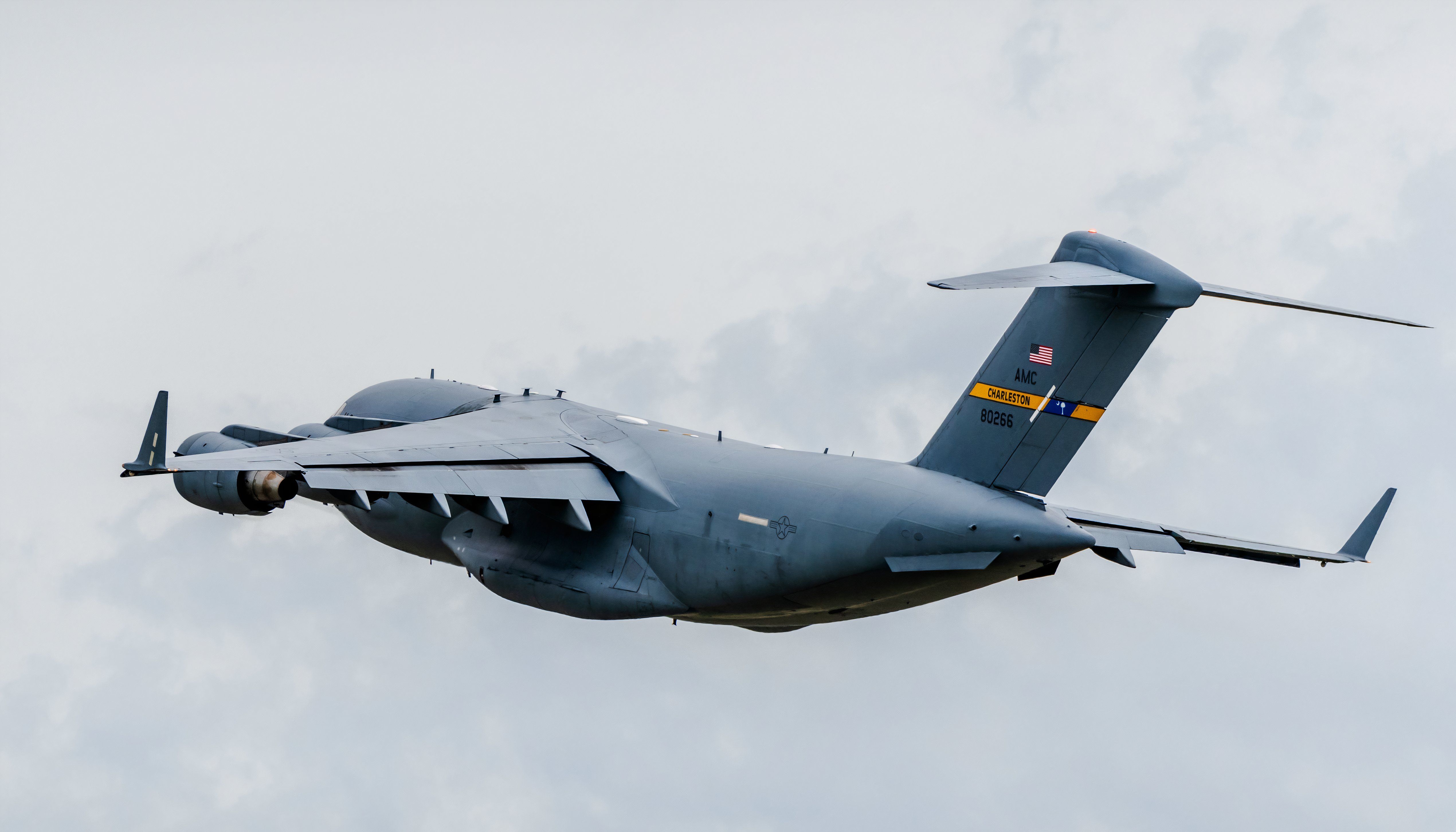 A C-17 Globemaster III relocates during preparations for Hurricane Ian at Joint Base Charleston, S.C