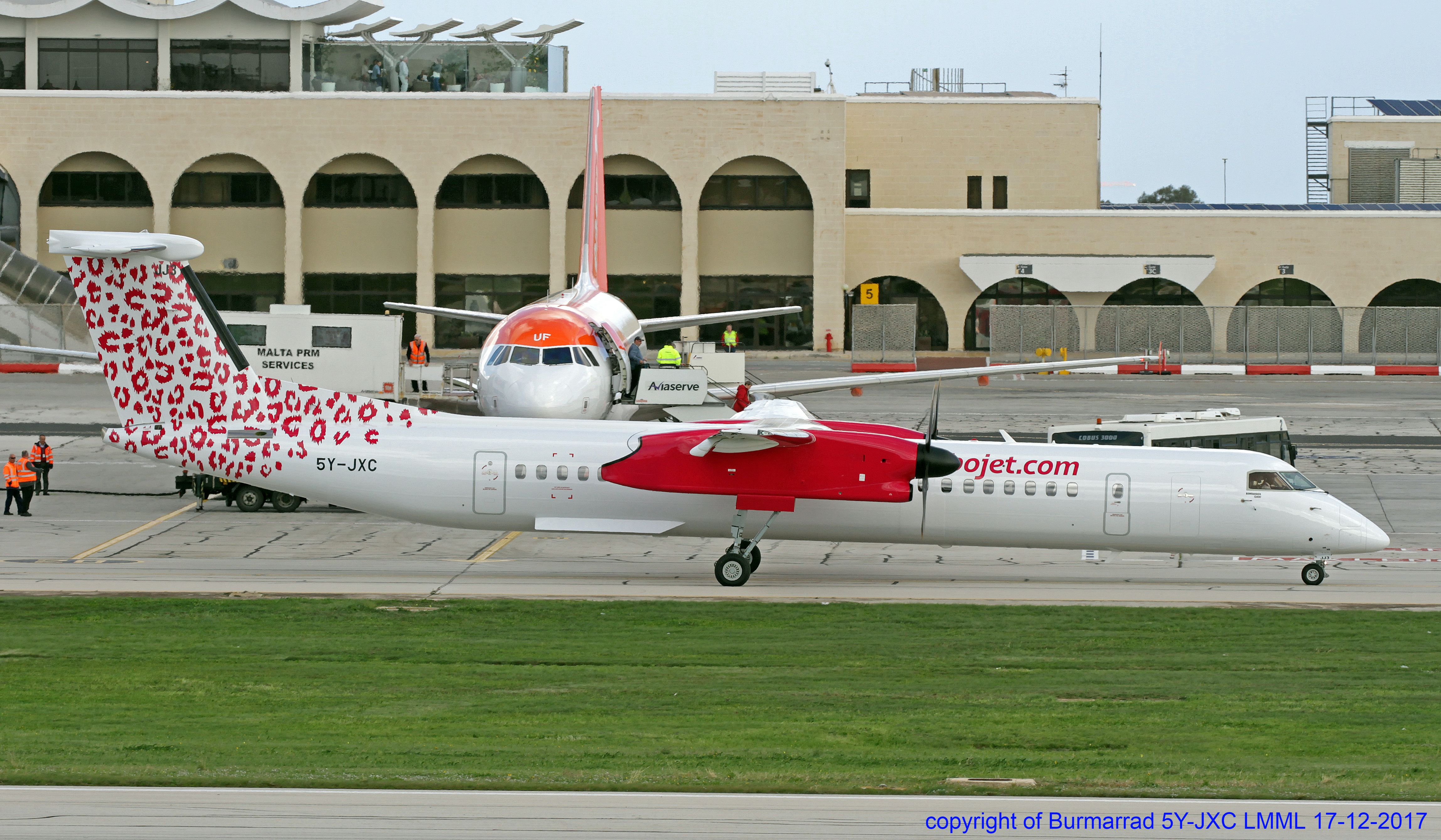 Jambojet taxiing in Malta Airport 