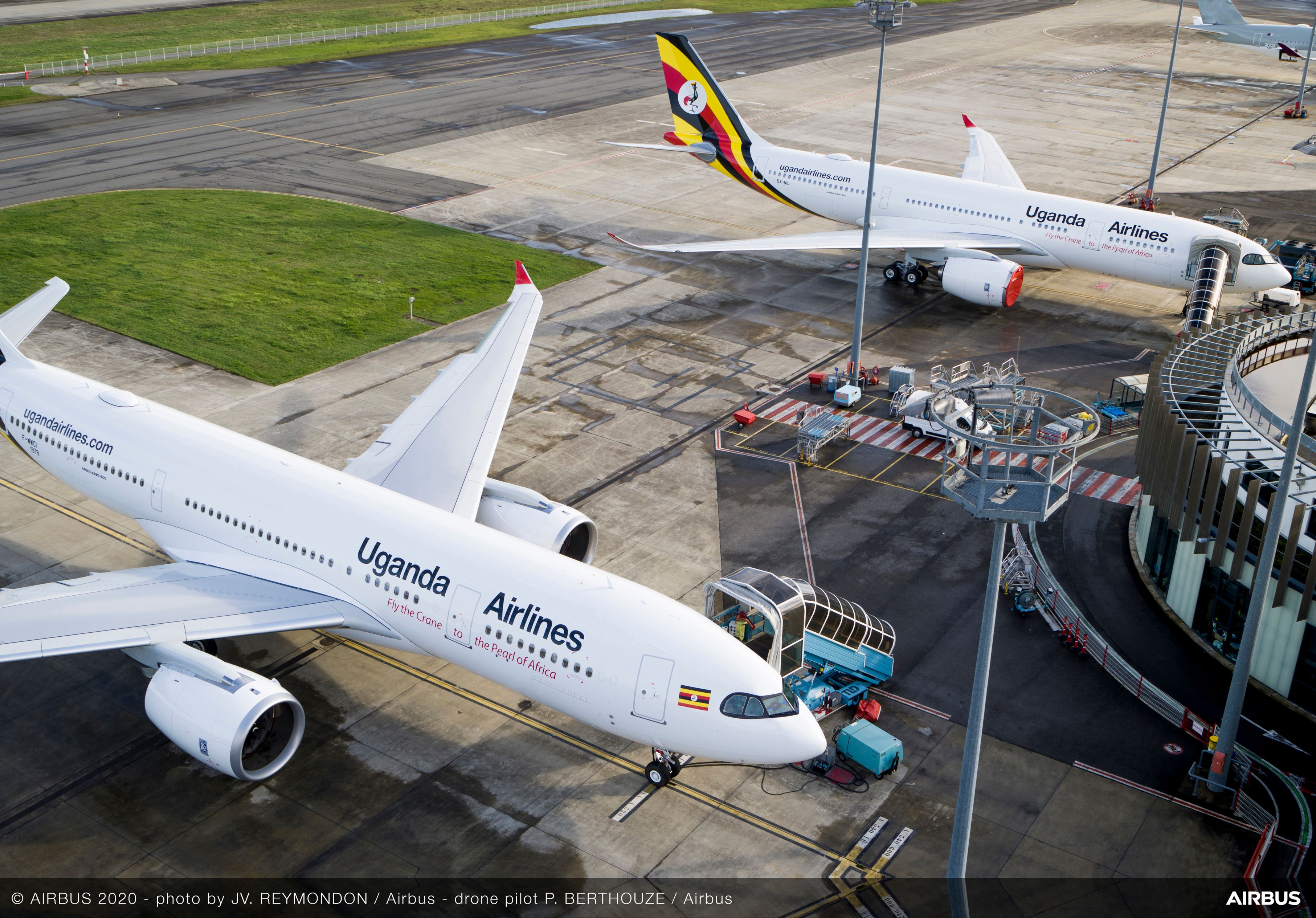 Two Uganda Airlines A330neos on the ground