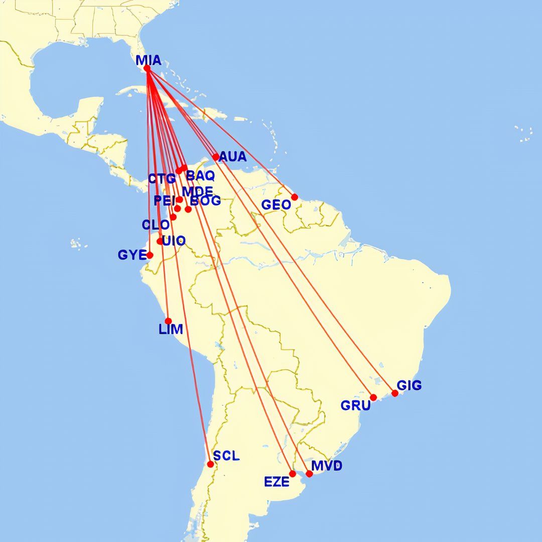AA MIA-South America flights 2