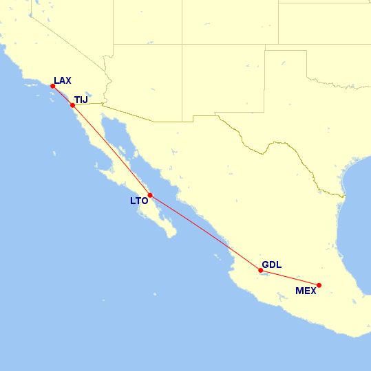 Aeromexico 498 route