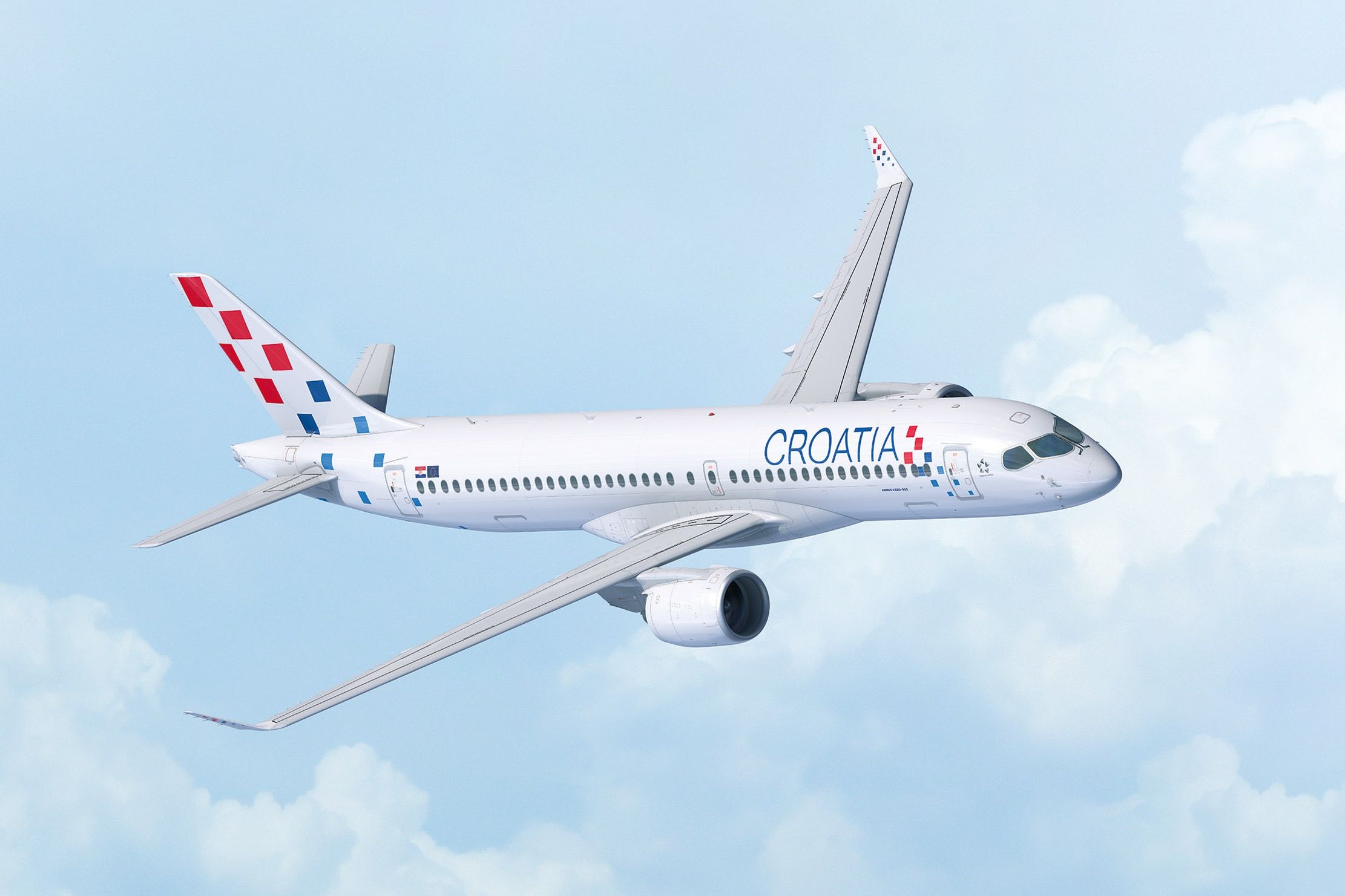 Croatia Airlines A220 rendering with new livery