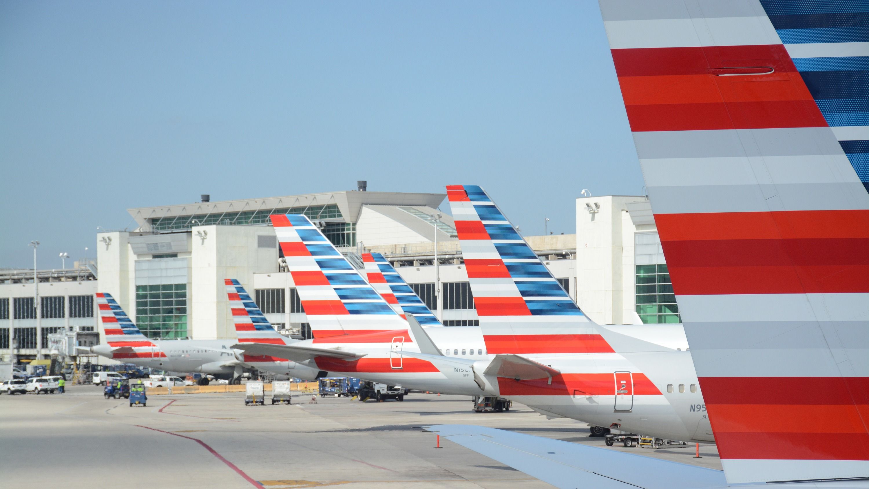 American Airlines aircraft at the gates at DFW shutterstock_1641312430