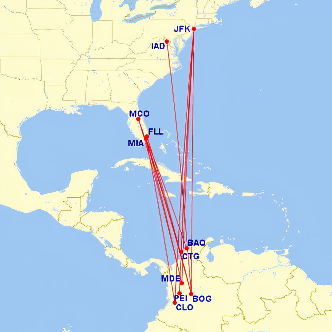 AV US-South America routes