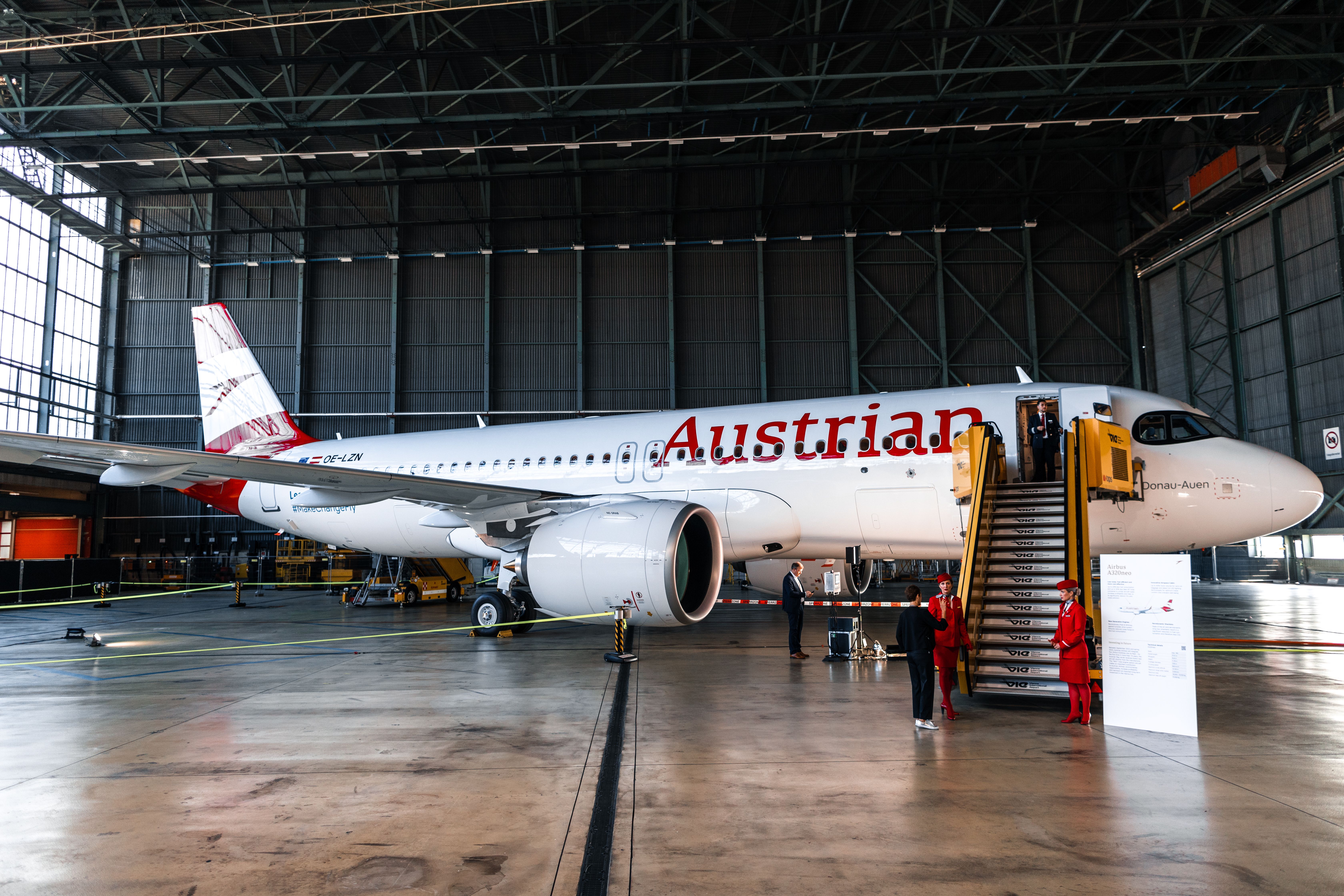 Austrian Airlines A320neo in the hangar.