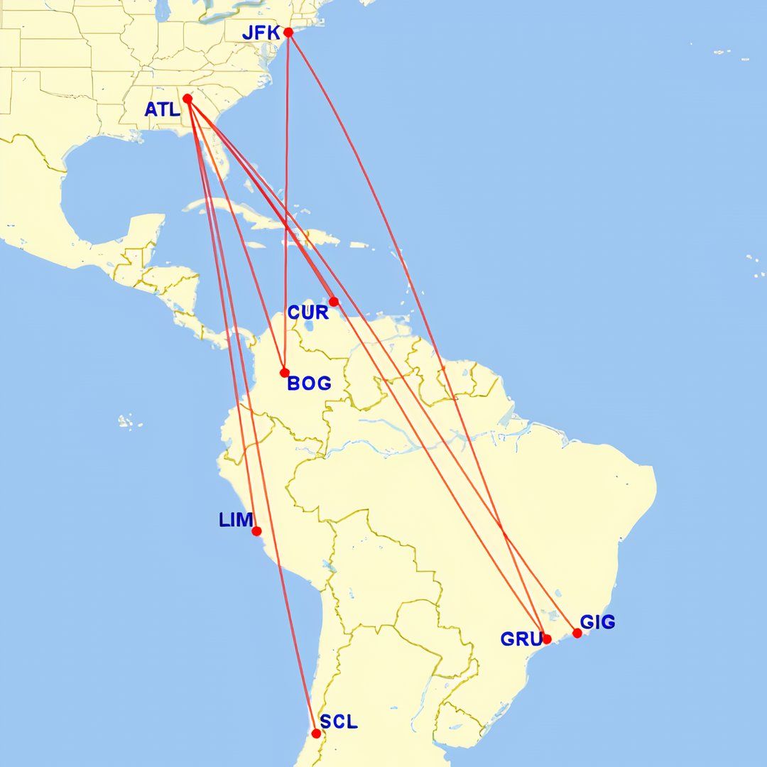 Delta US-South America routes