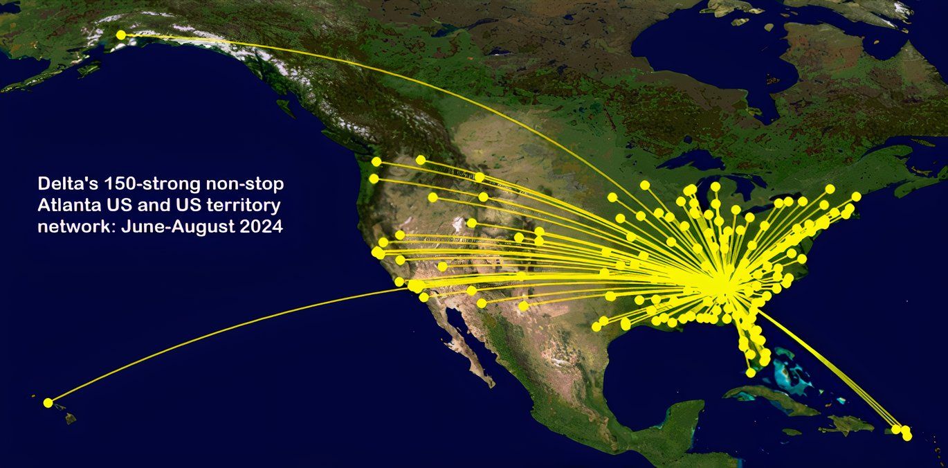 DL ATL domestic and US territory network June-August 2024