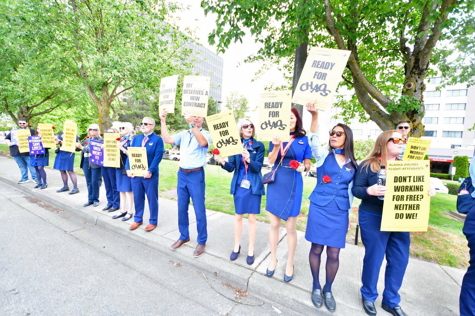 AFA day of action alaska airlines flight attendant pickets at seattle tacoma June 2024