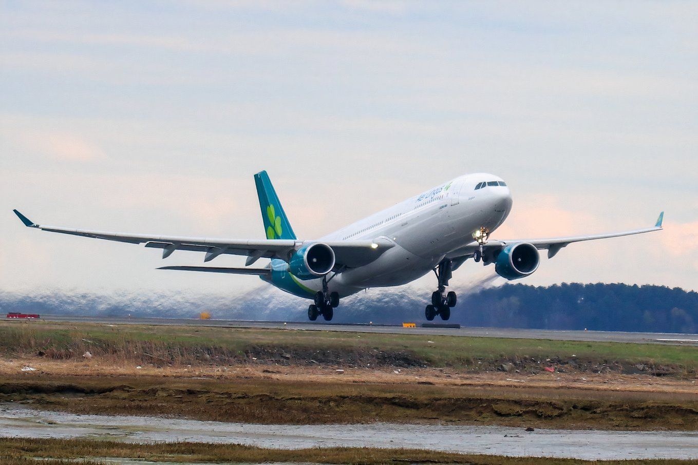 Aer Lingus A330-300 (EI-EIK) departing Boston for Dublin on 04/19/2023.