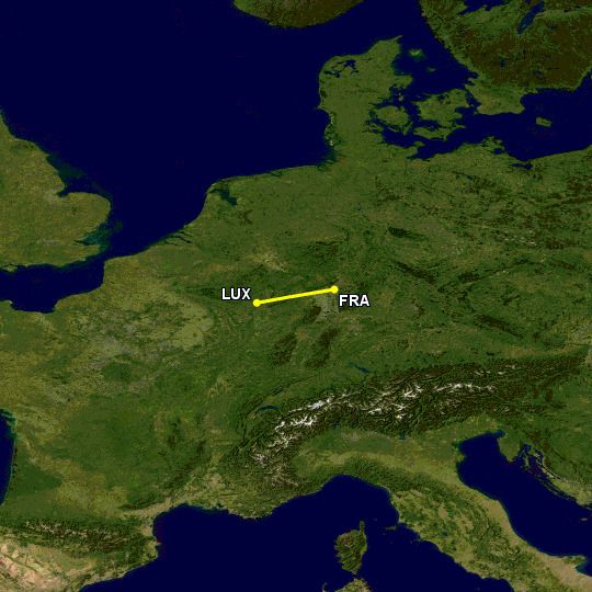 The FRA to LUX route