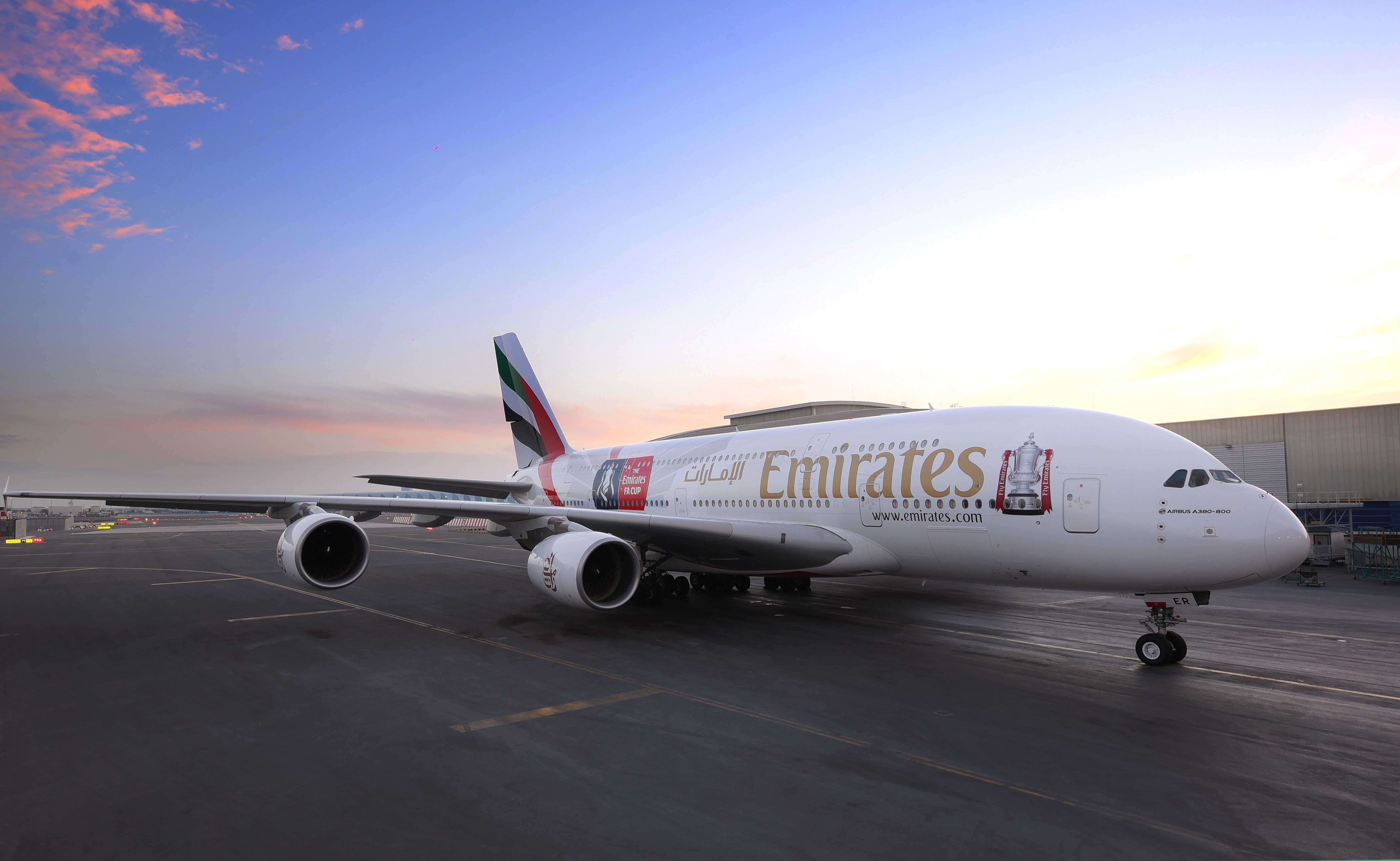 Emirates A380 with FA Cup livery 