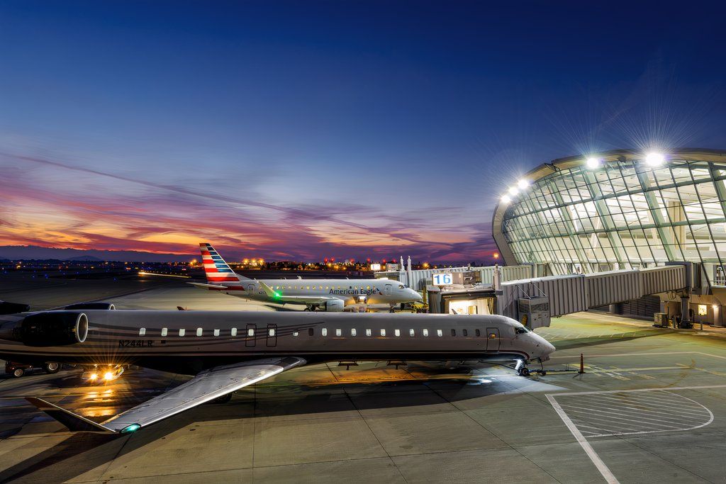 Planes Parked At Fresno Yosemite International Airport At Night