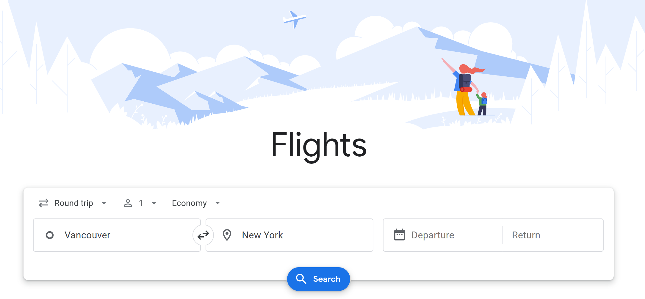 Google Flights Screen