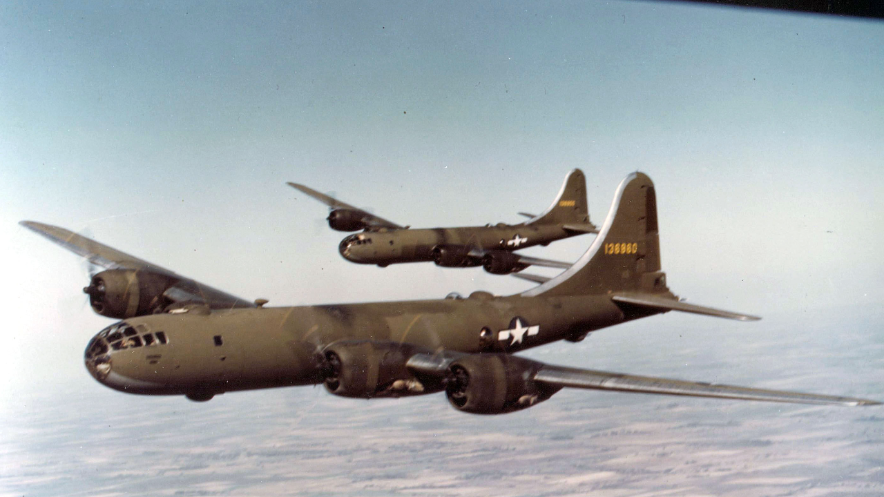 Olive-drab painted B-29 Superfortress