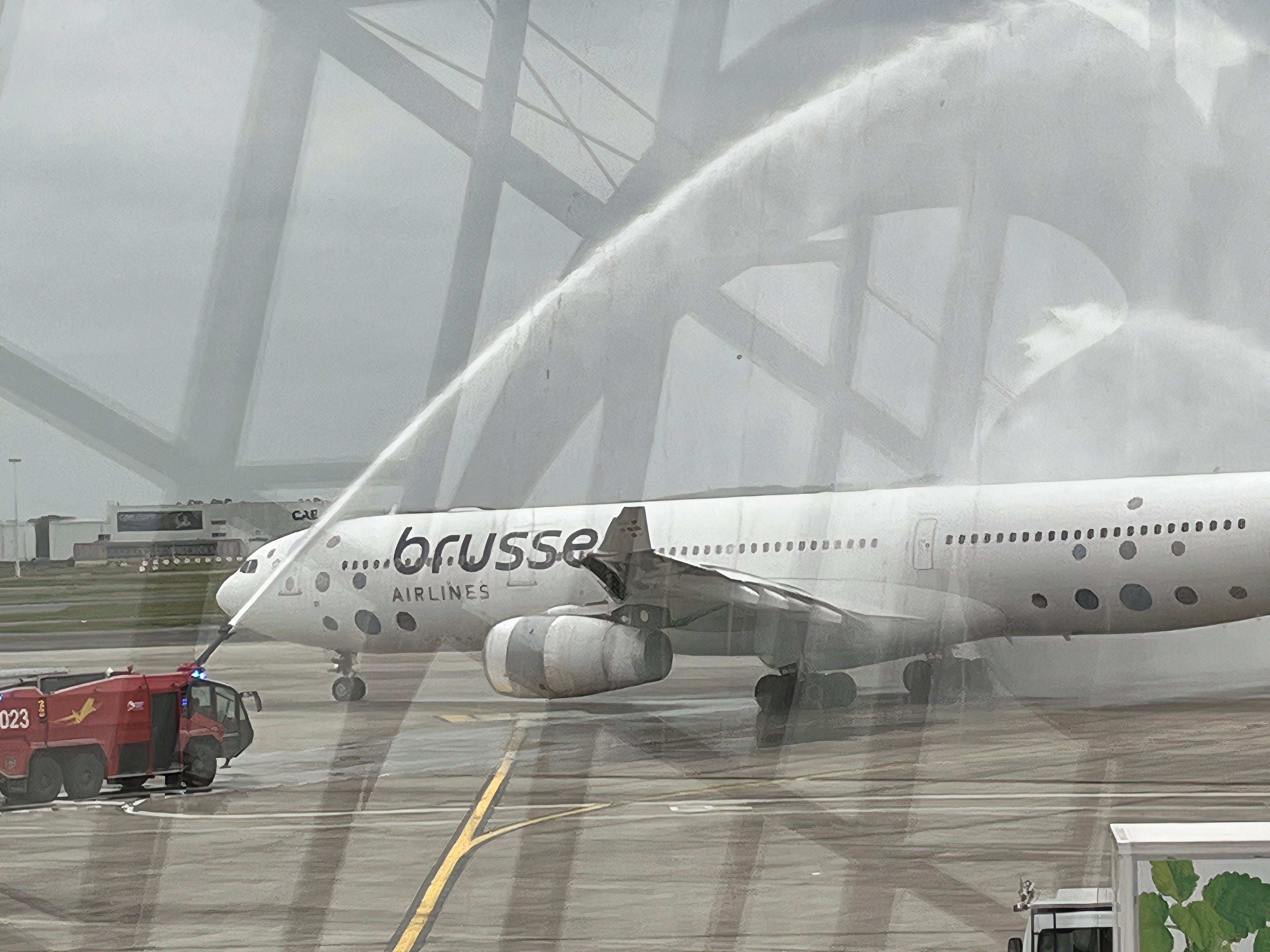 Brussels Airlines A330 water salute