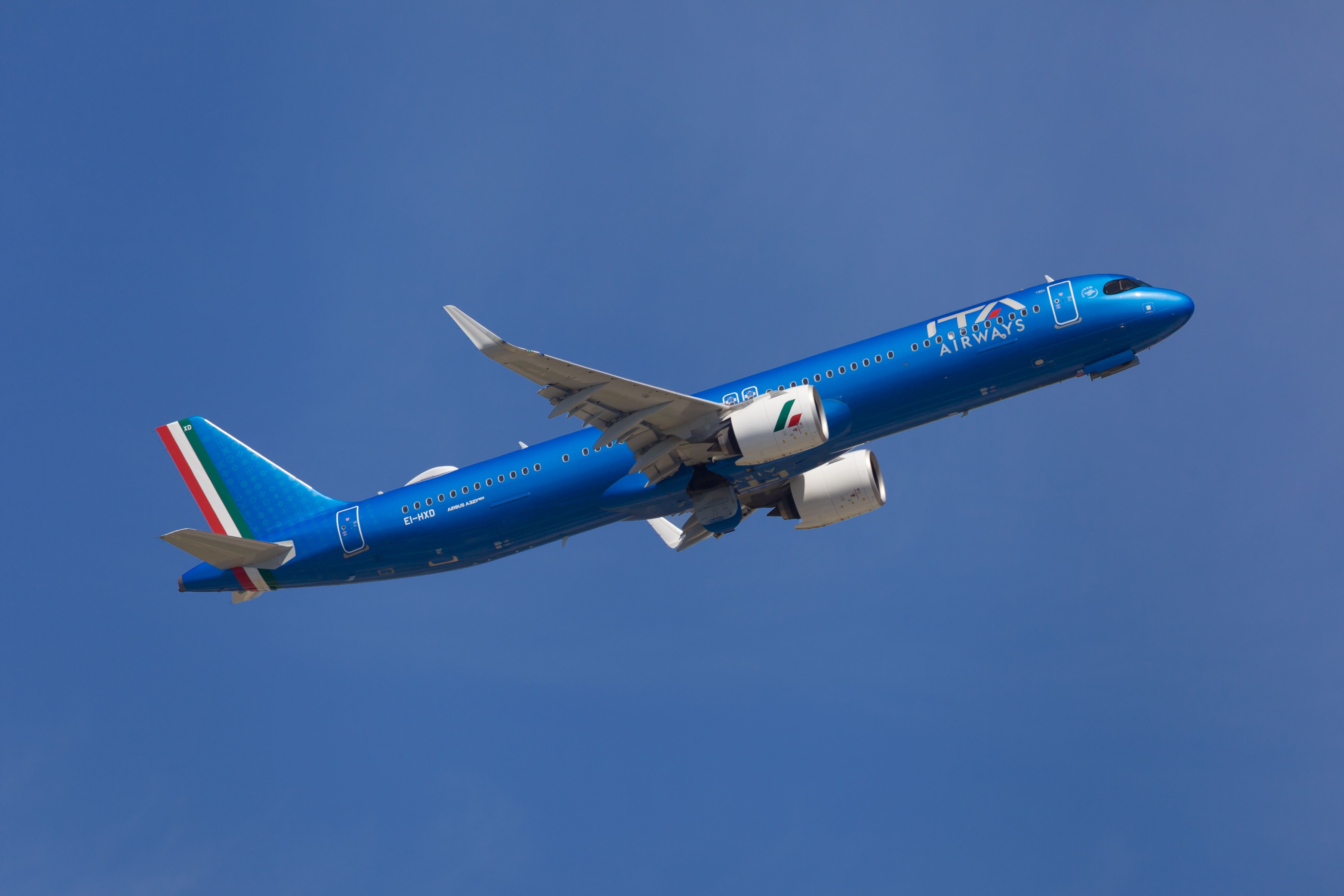 ITA Airways Airbus A321neo departing BCN shutterstock_2466825155