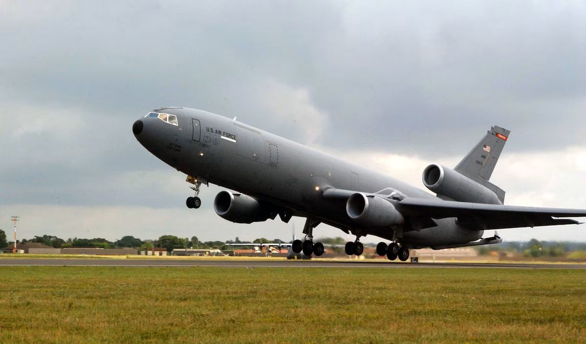 KC-10 Extender from Travis AFB Calif takes off on a mission (jpg)