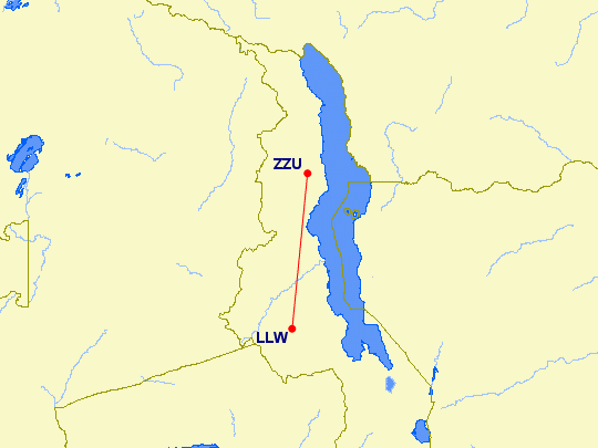 Distance from Lilongwe to Mzuzu