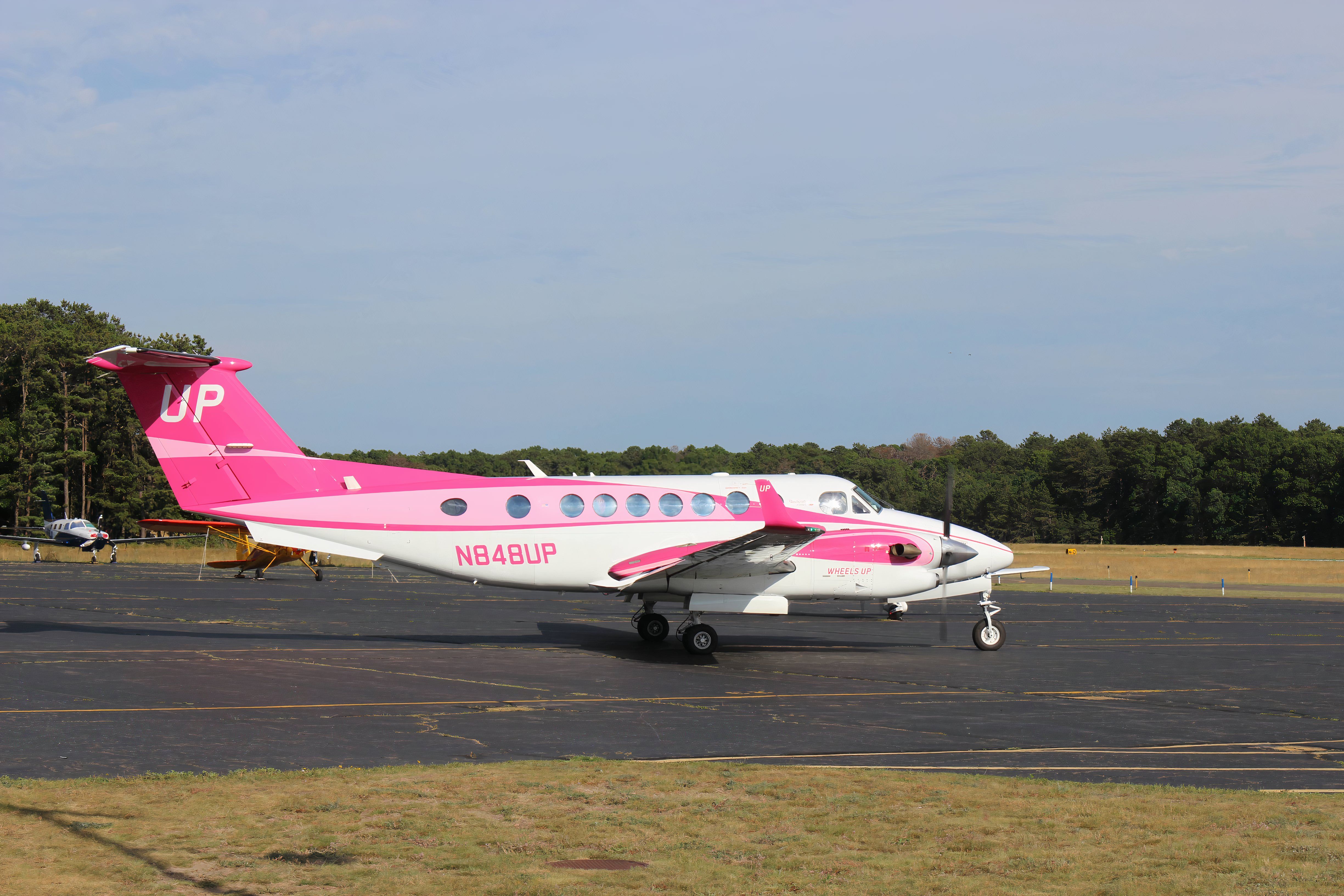 The WheelsUp Breast Cancer Awareness KingAir at East Hampton Airport