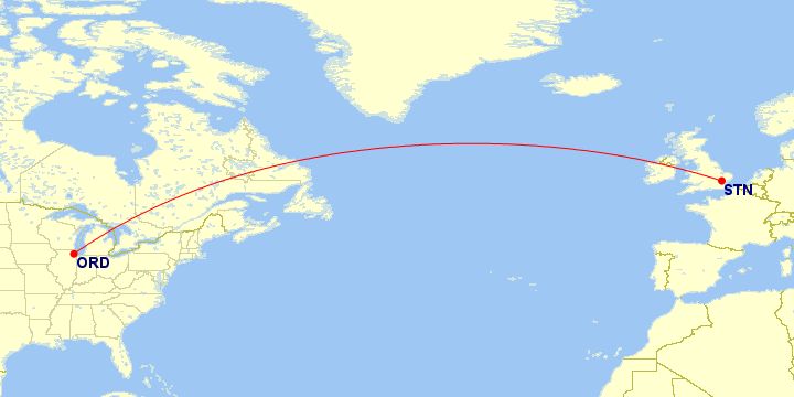 ORD-STN route map