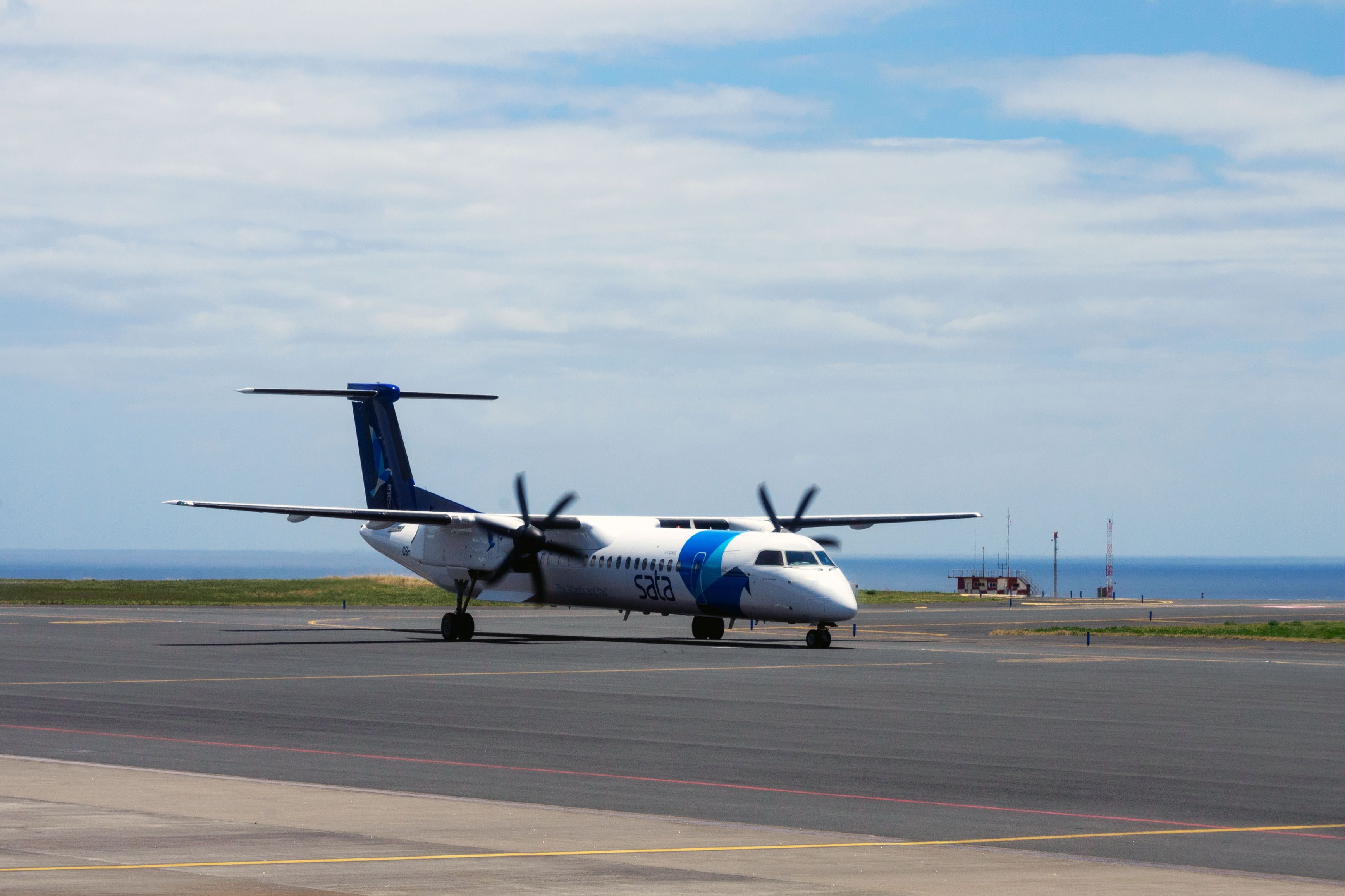 SATA Air Azores DHC Dash 8 Q400 at PDL shutterstock_1481672408