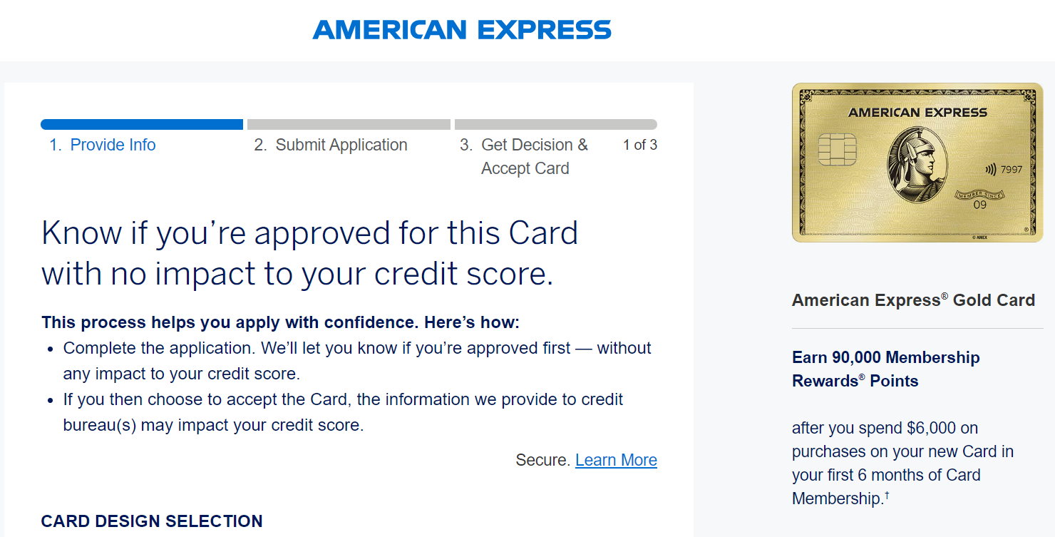 American Express Gold Card sign up