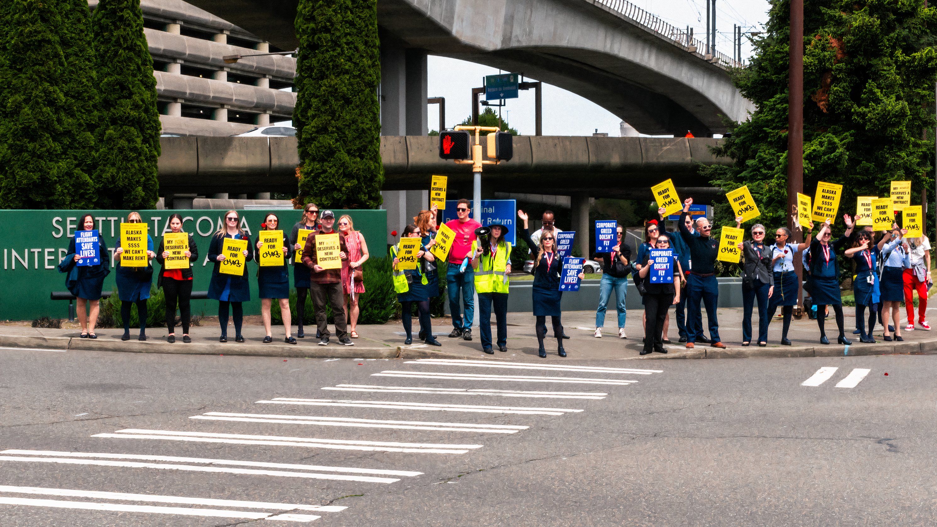 AFA day of action alaska airlines flight attendant pickets at seattle tacoma June 2024