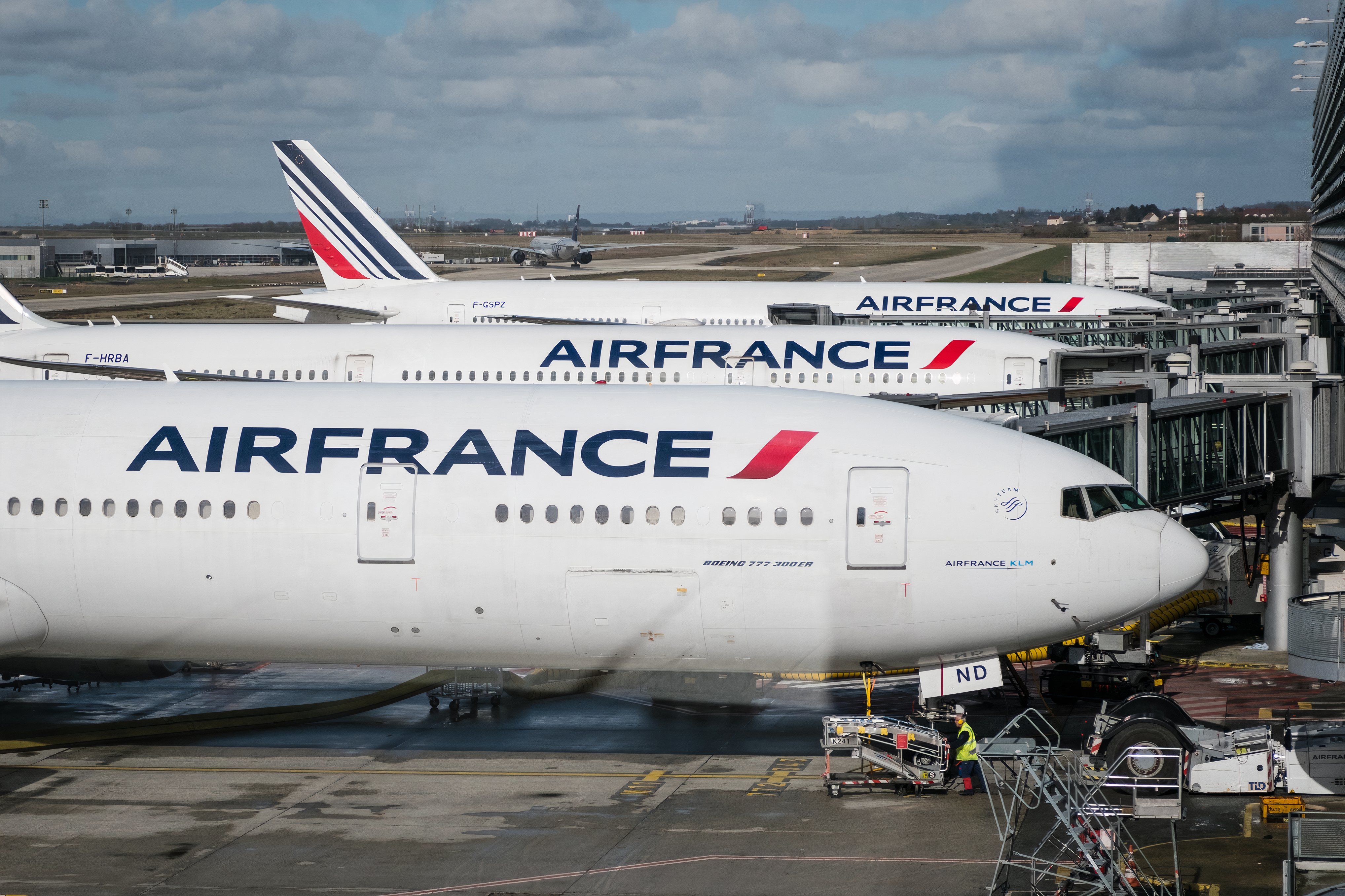 Air France airplanes at Charles de Gaulle airport in Paris, France