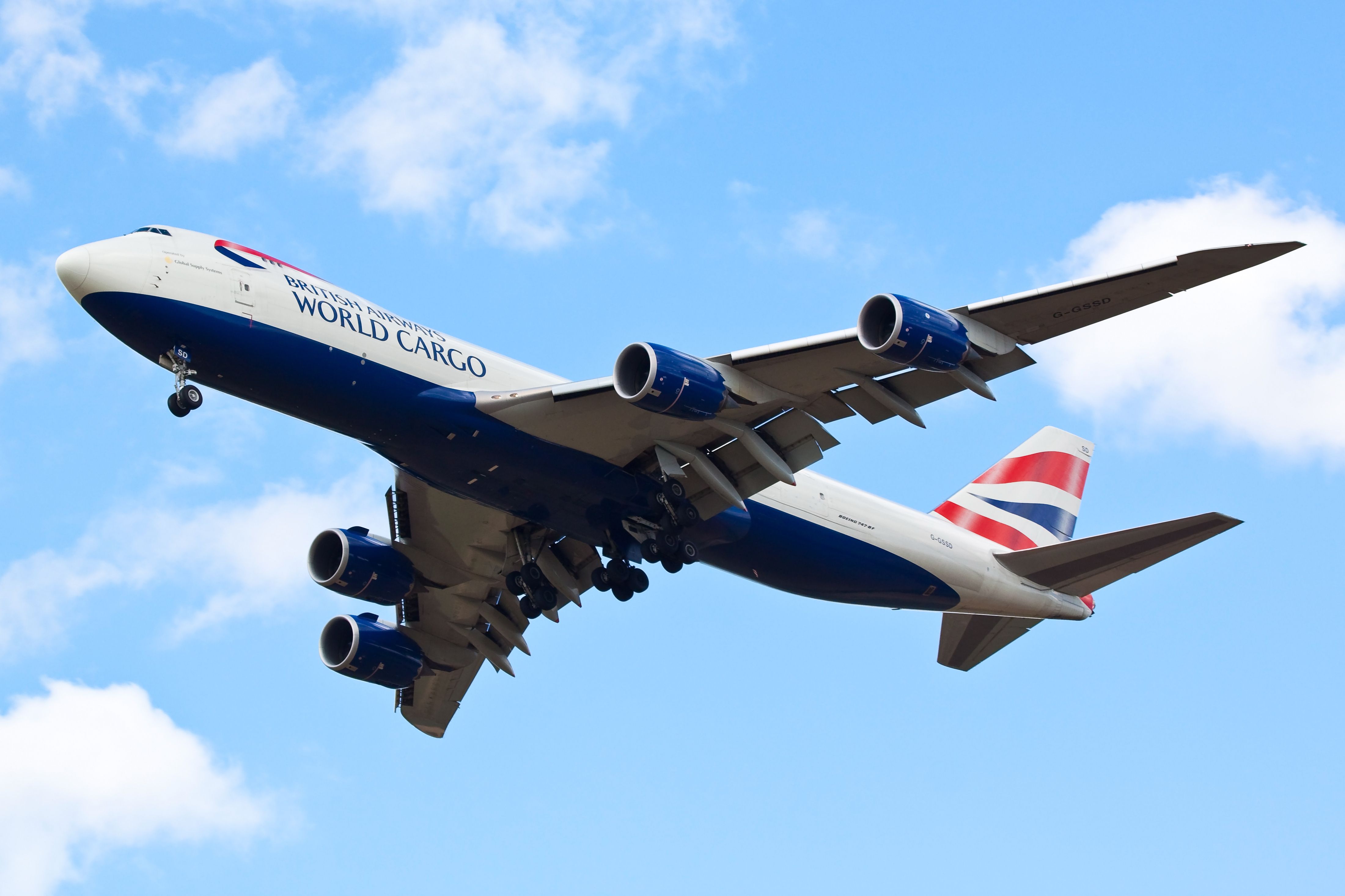 British Airways Boeing 747-8F cargo plane flying