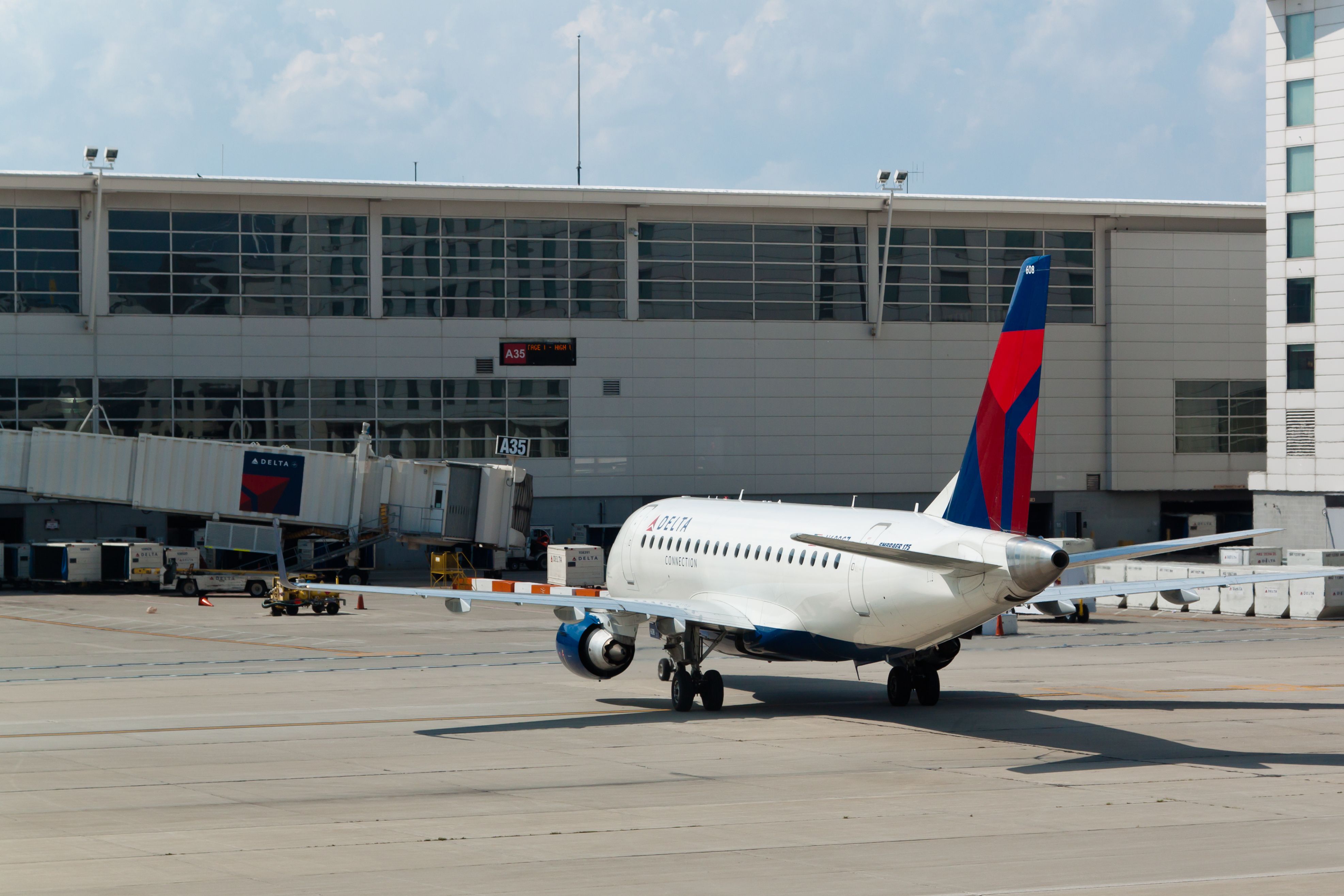 A Delta aircraft at Detroit airport.