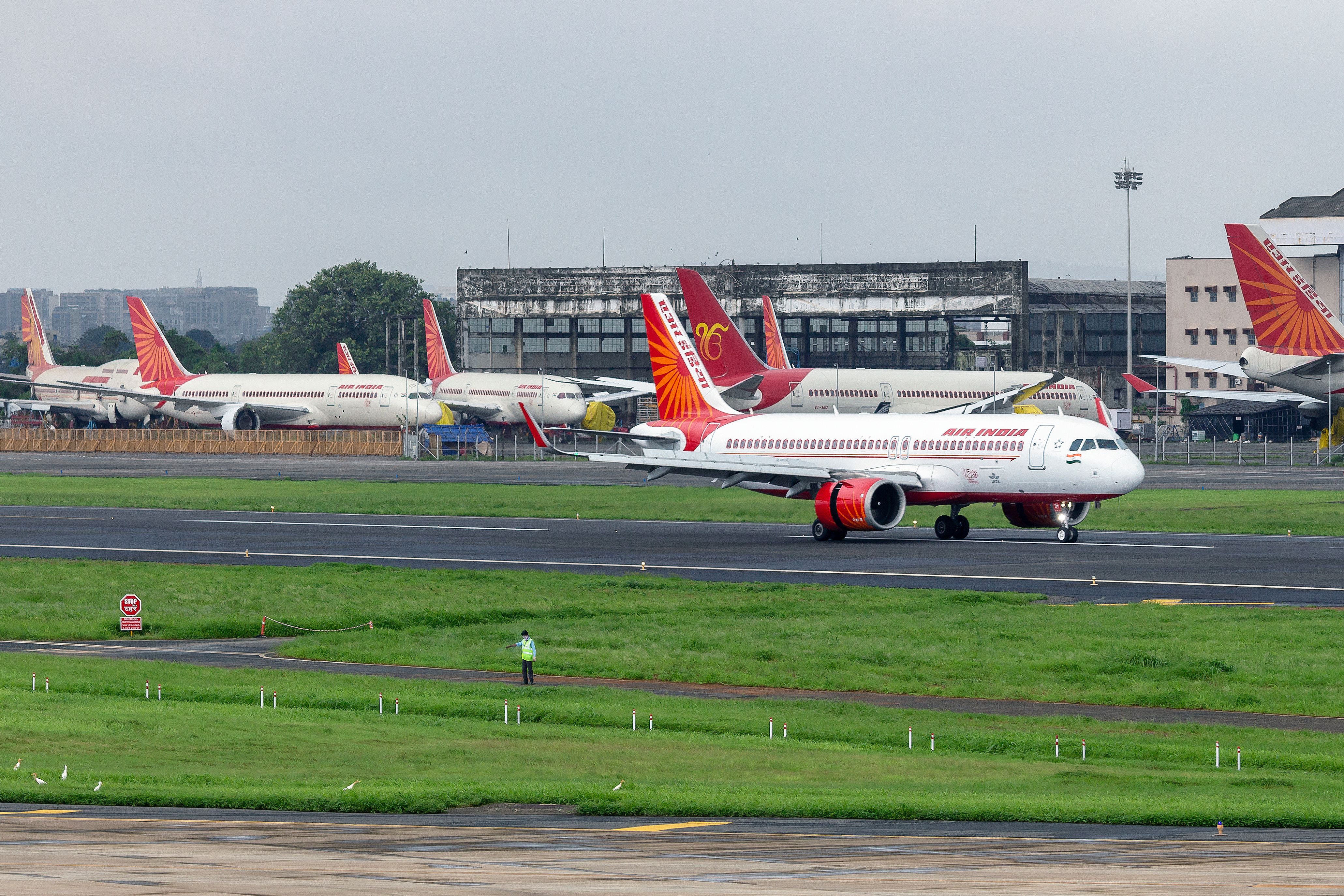 An Air India Airbus A320neo lands at Chhatrapati Shivaji Maharaj International Airport.