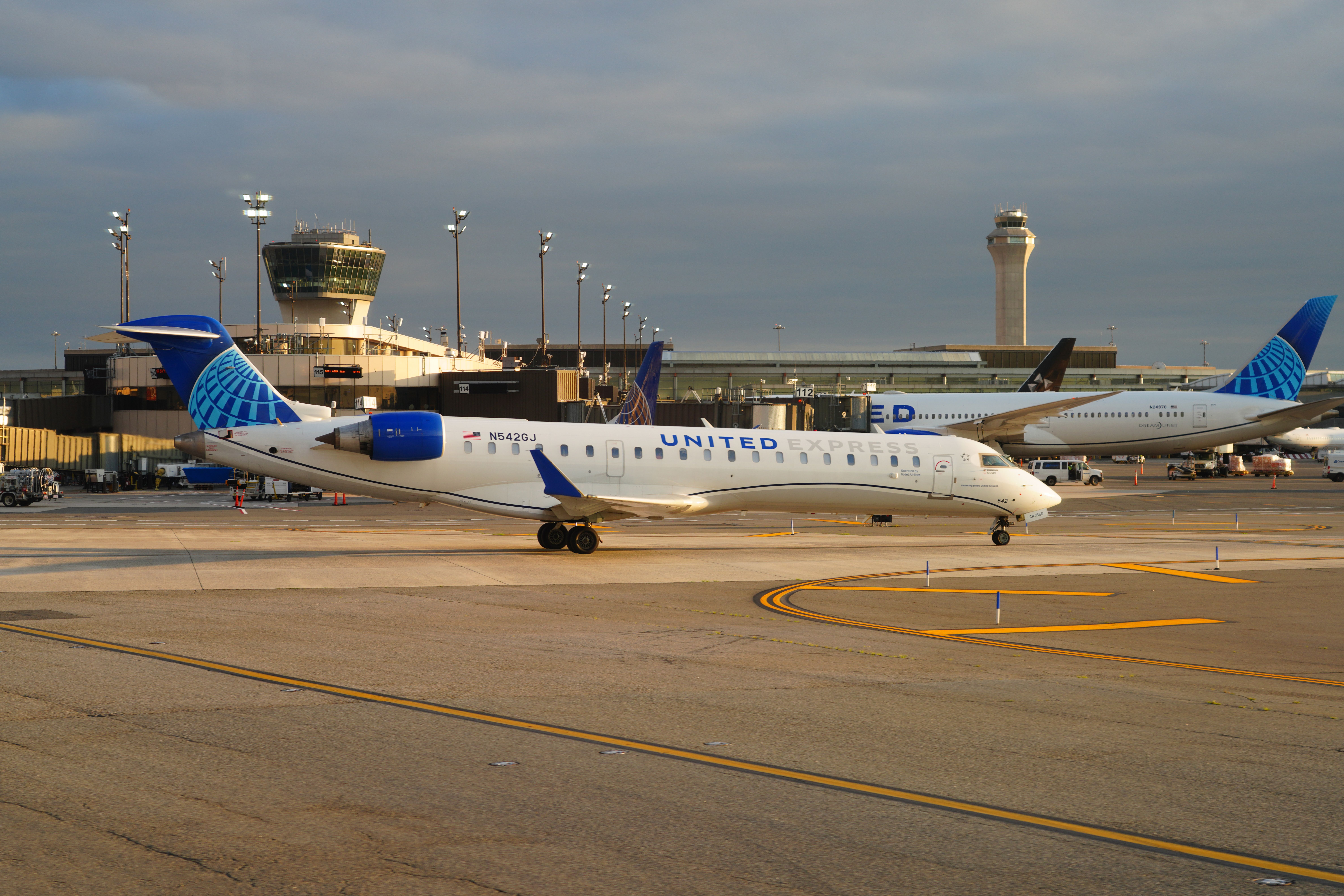 United Express (GoJet Airlines) Bombardier CRJ550 at Newark Liberty International Airport.