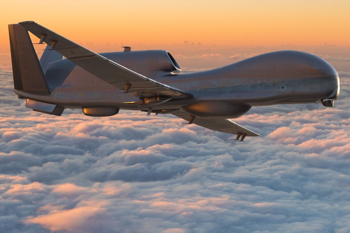 Northrop Grumman RQ-4 Global Hawk with high altitude flight