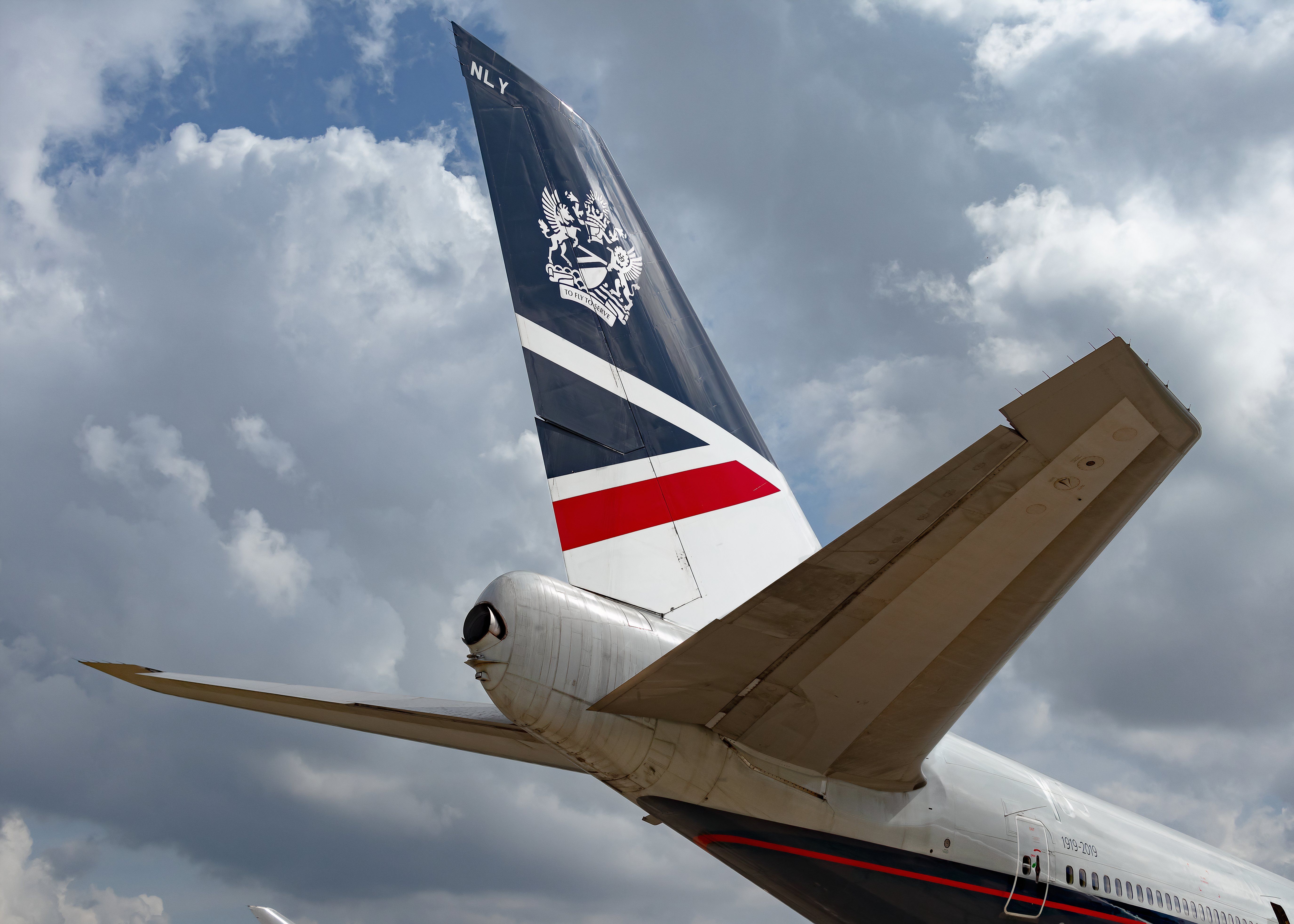 The tail of a Boeing 757.