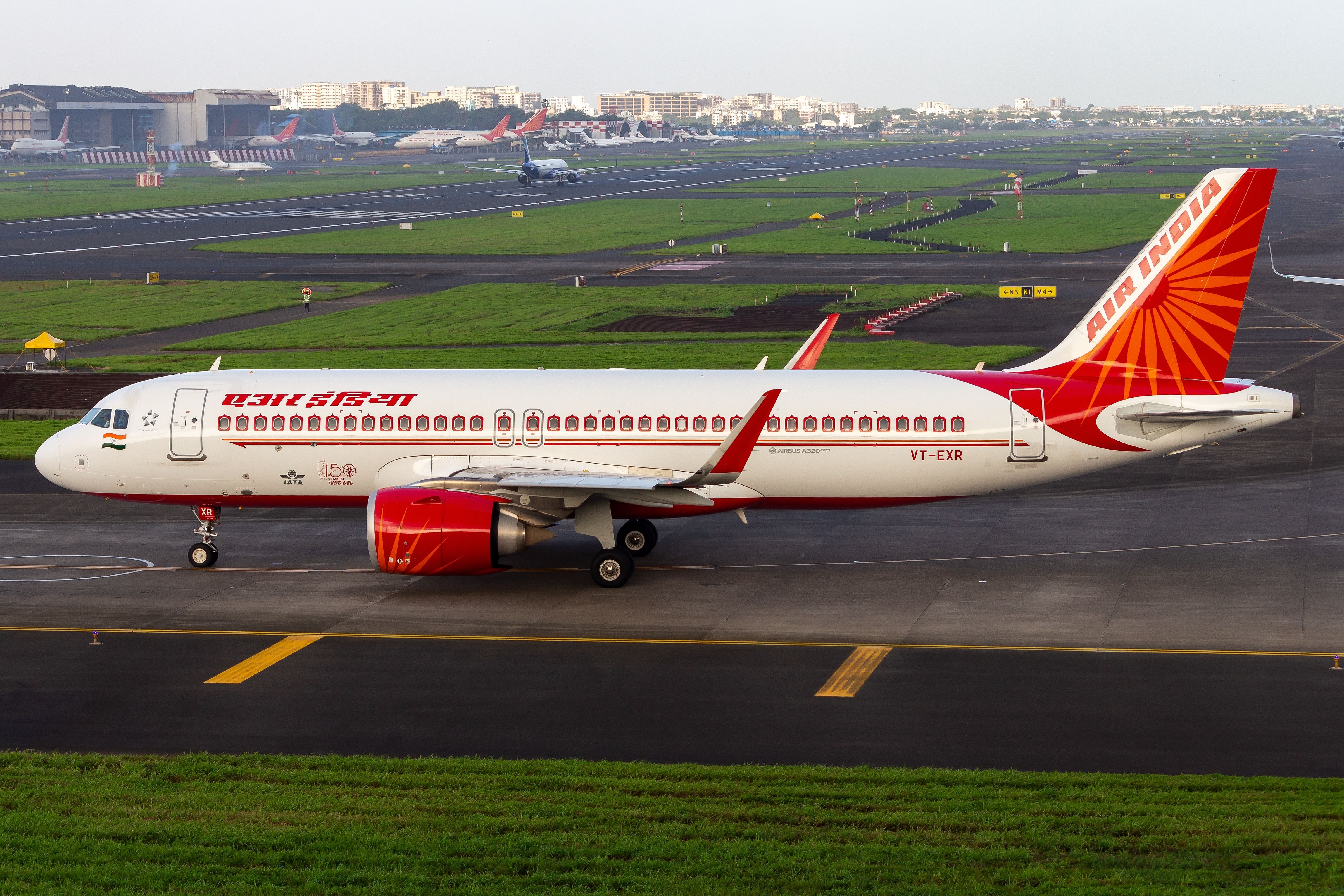 Air India Airbus A320neo at Chhatrapati Shivaji Maharaj International Airport.