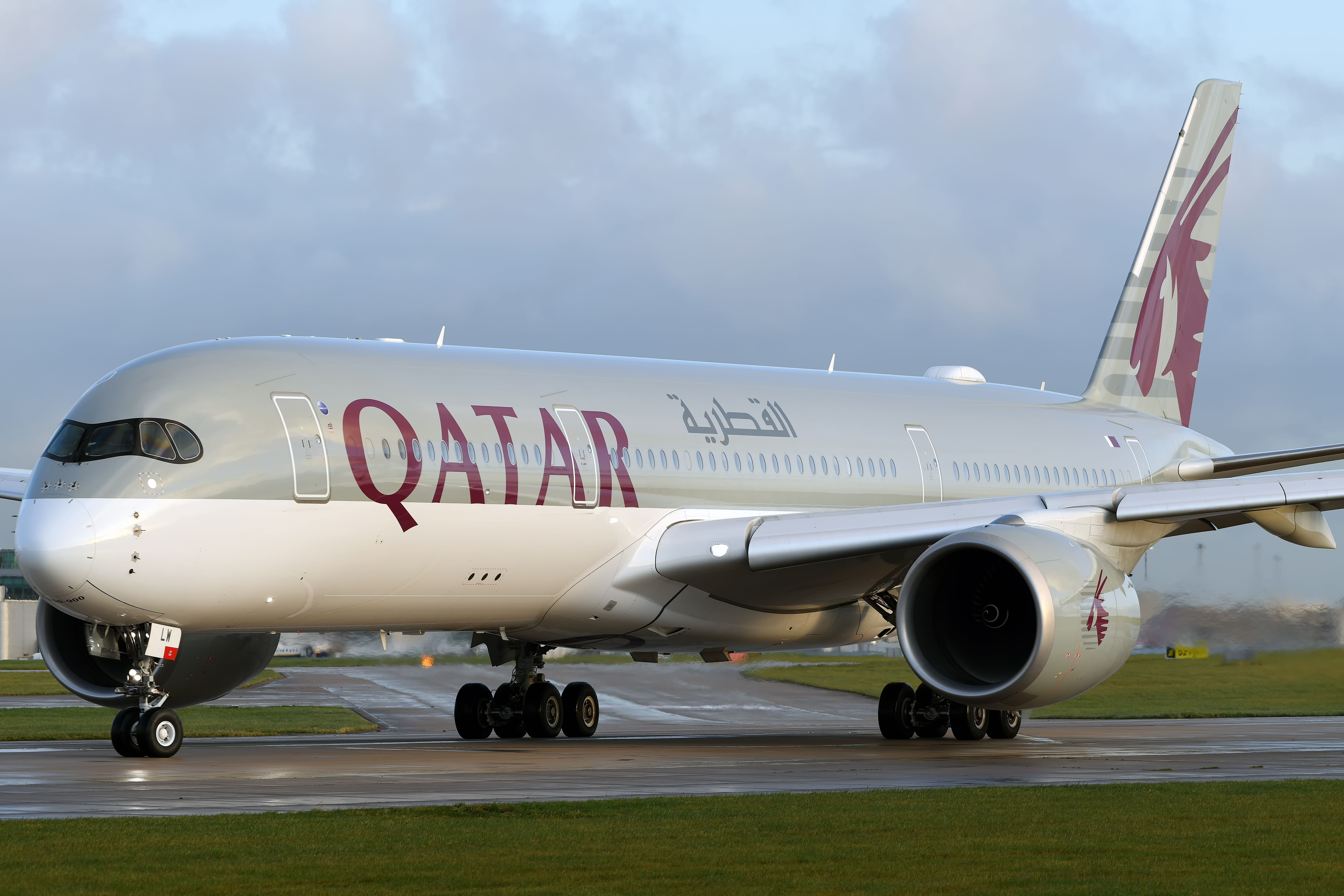 A Qatar Airways Airbus A350 taxiing