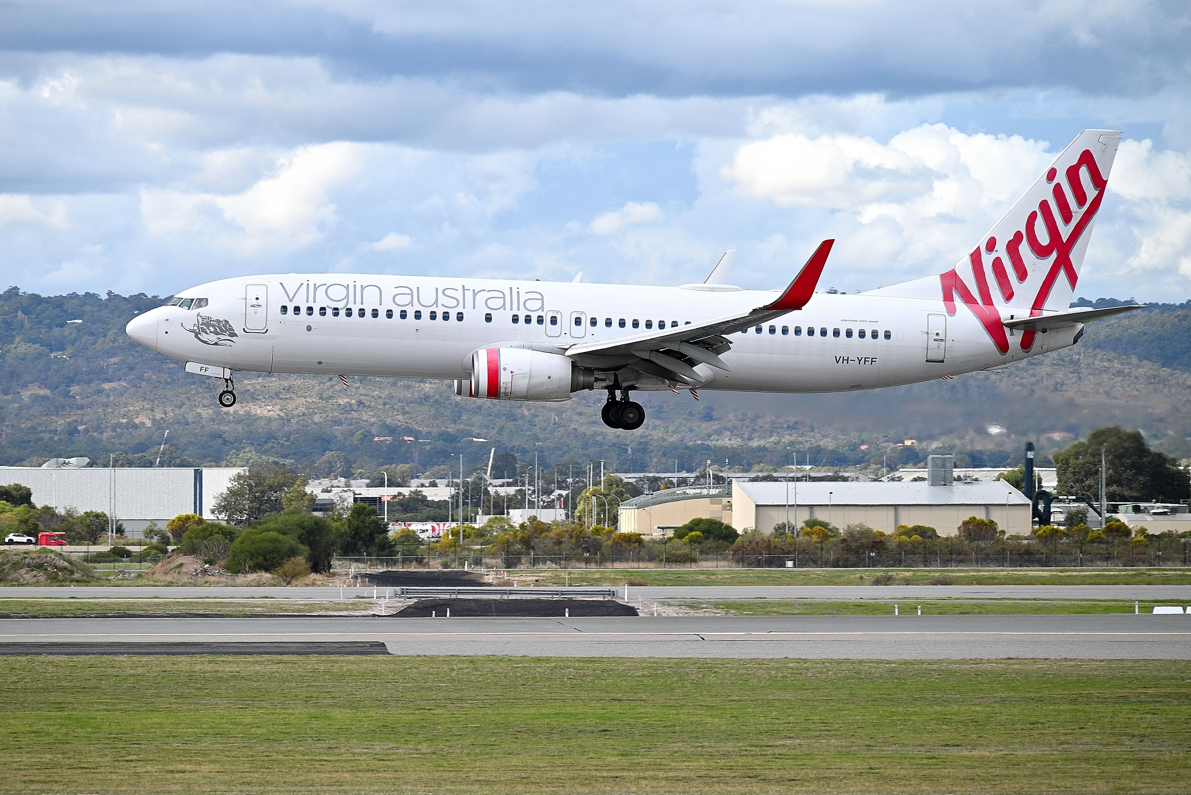 A Virgin Australia plane landing