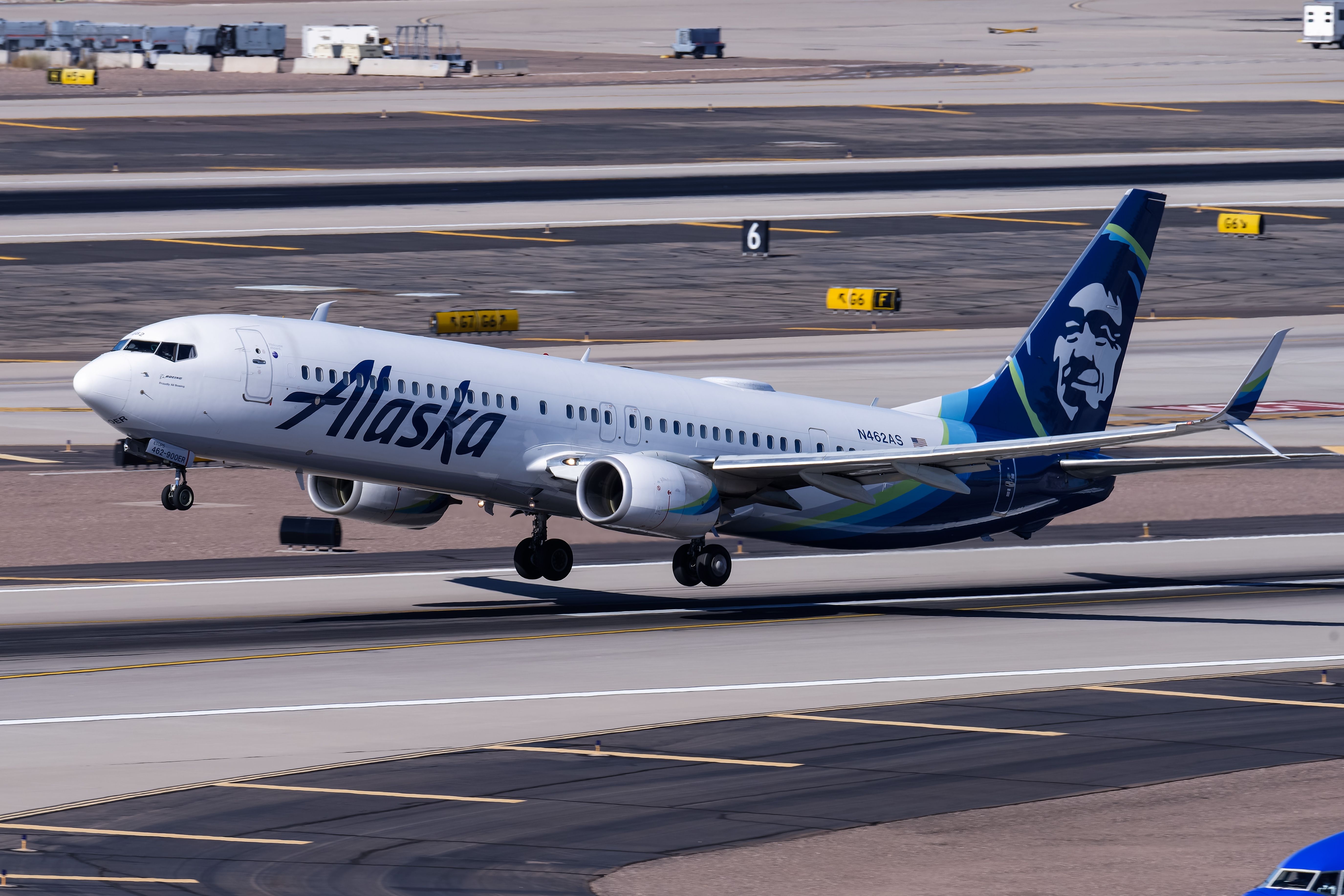 an Alaska Airlines Boeing 737 MAX taking off