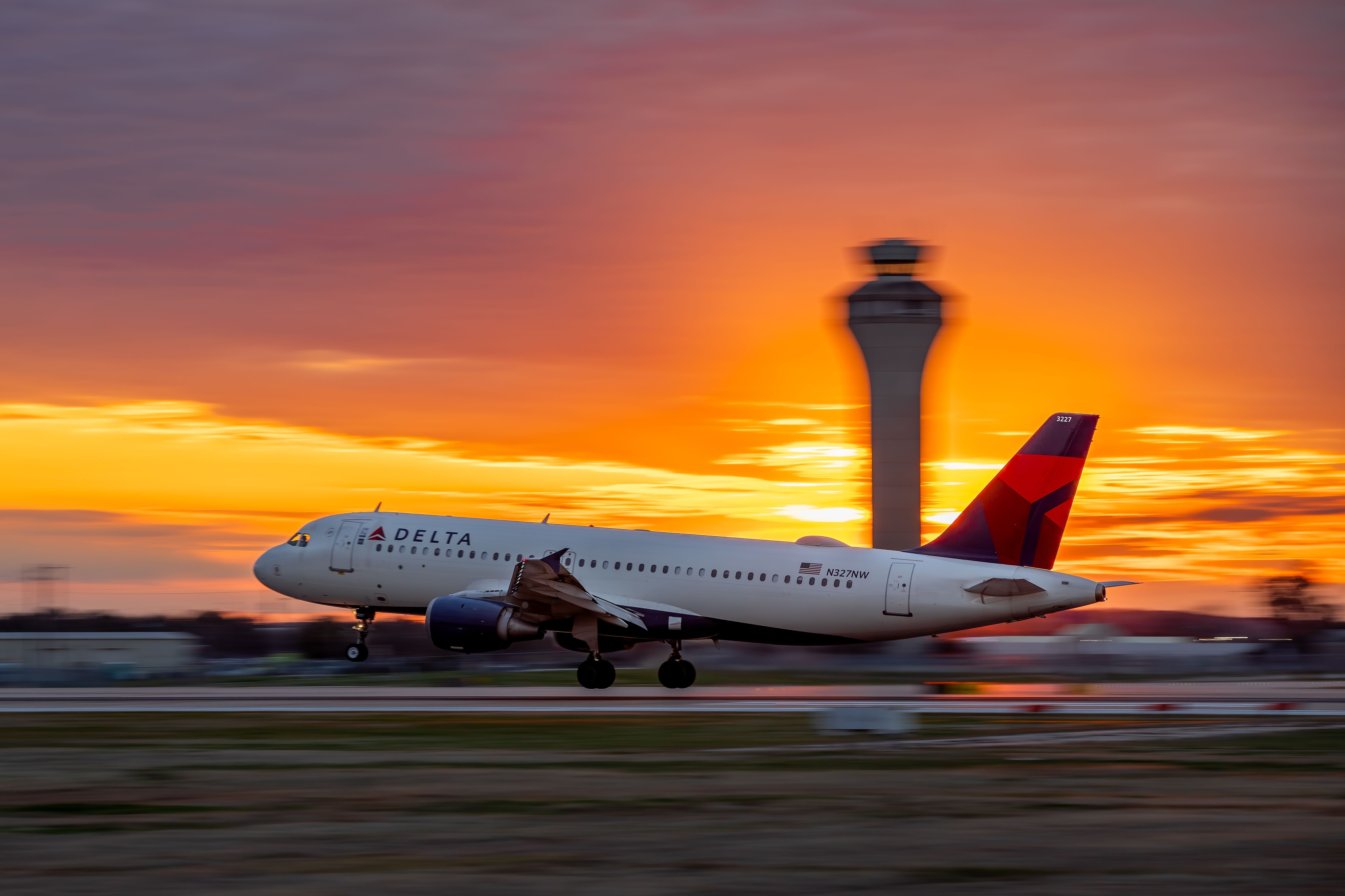 Delta Air Lines Airbus A320 (N327NW) taking off from Austin-Bergstrom International Airport.