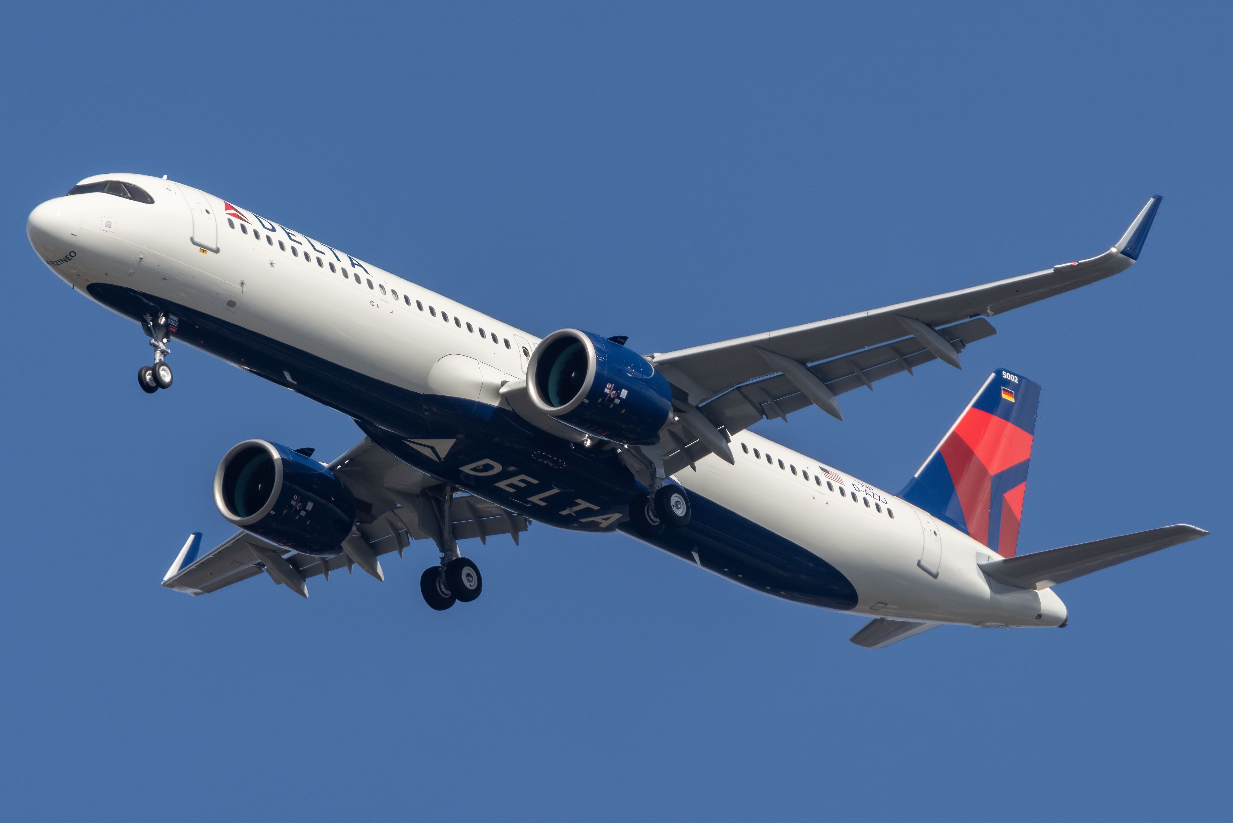 Hamburg, Germany - April 8, 2022 - Delta Air Lines (DL | DAL) at Hamburg Airport (EDDH|HAM) with an Airbus A321-271NX A21N (D-AZXJ | 10467).