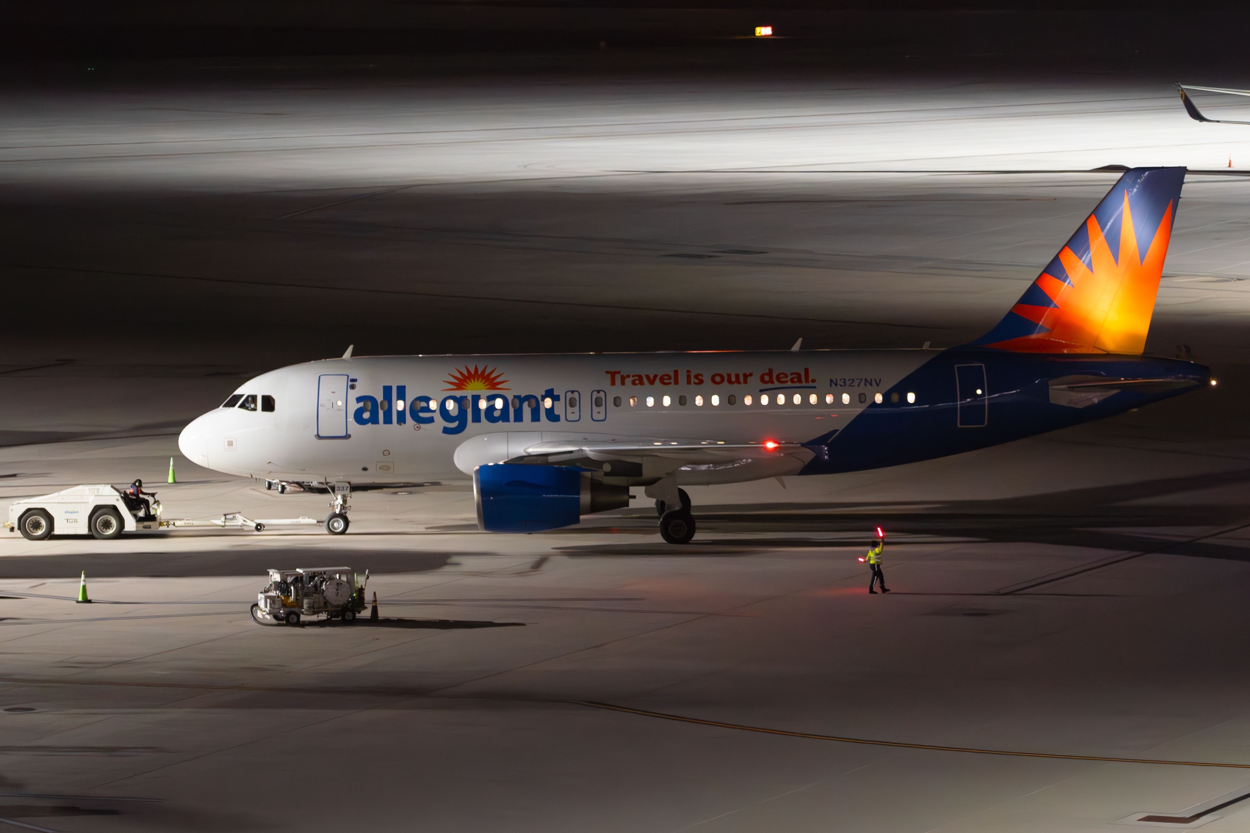 An Allegiant Air Airbus A320 parked at an airport