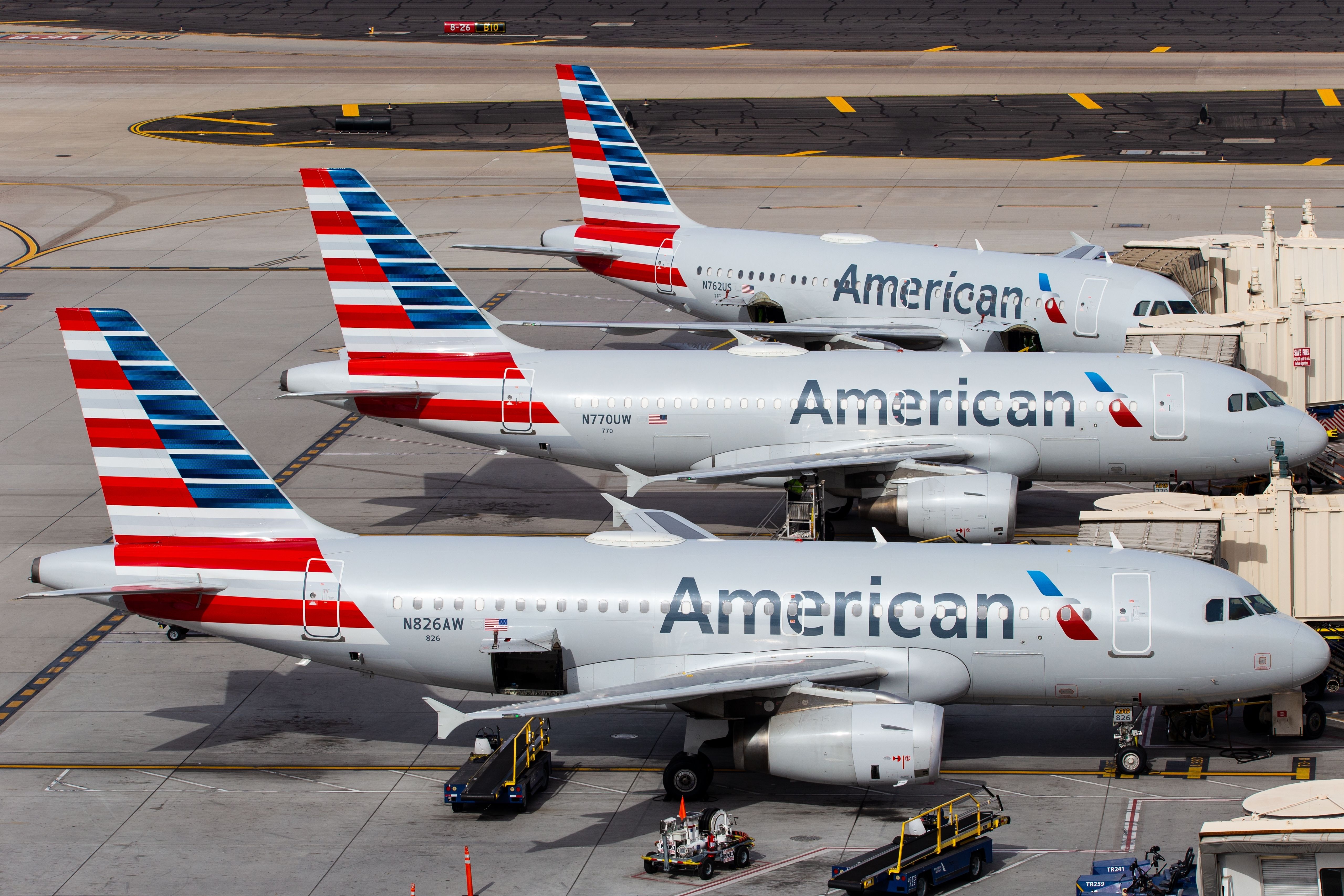 Three American Airlines aircraft